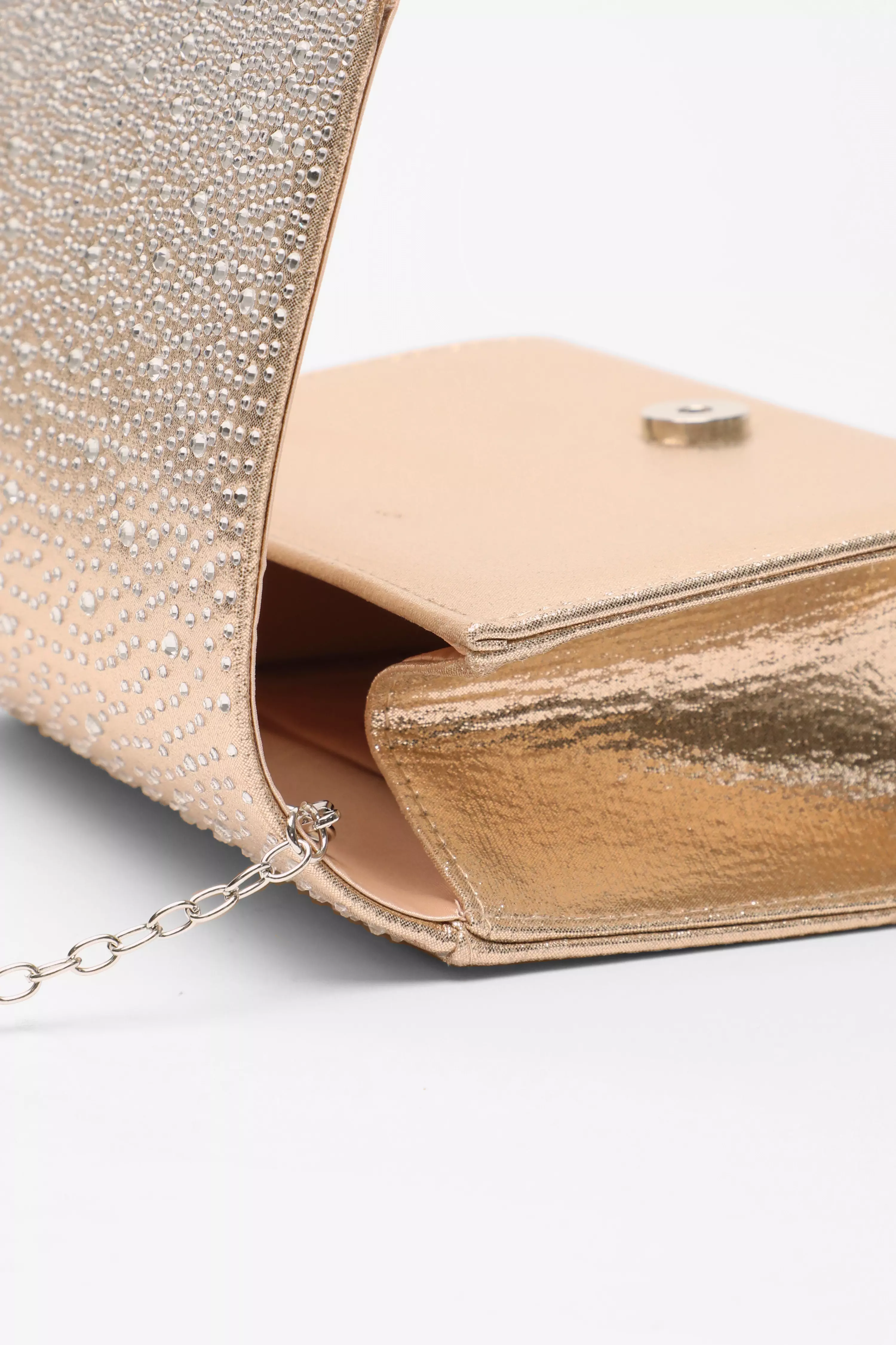 Gold Diamante Clutch Bag QUIZ Clothing