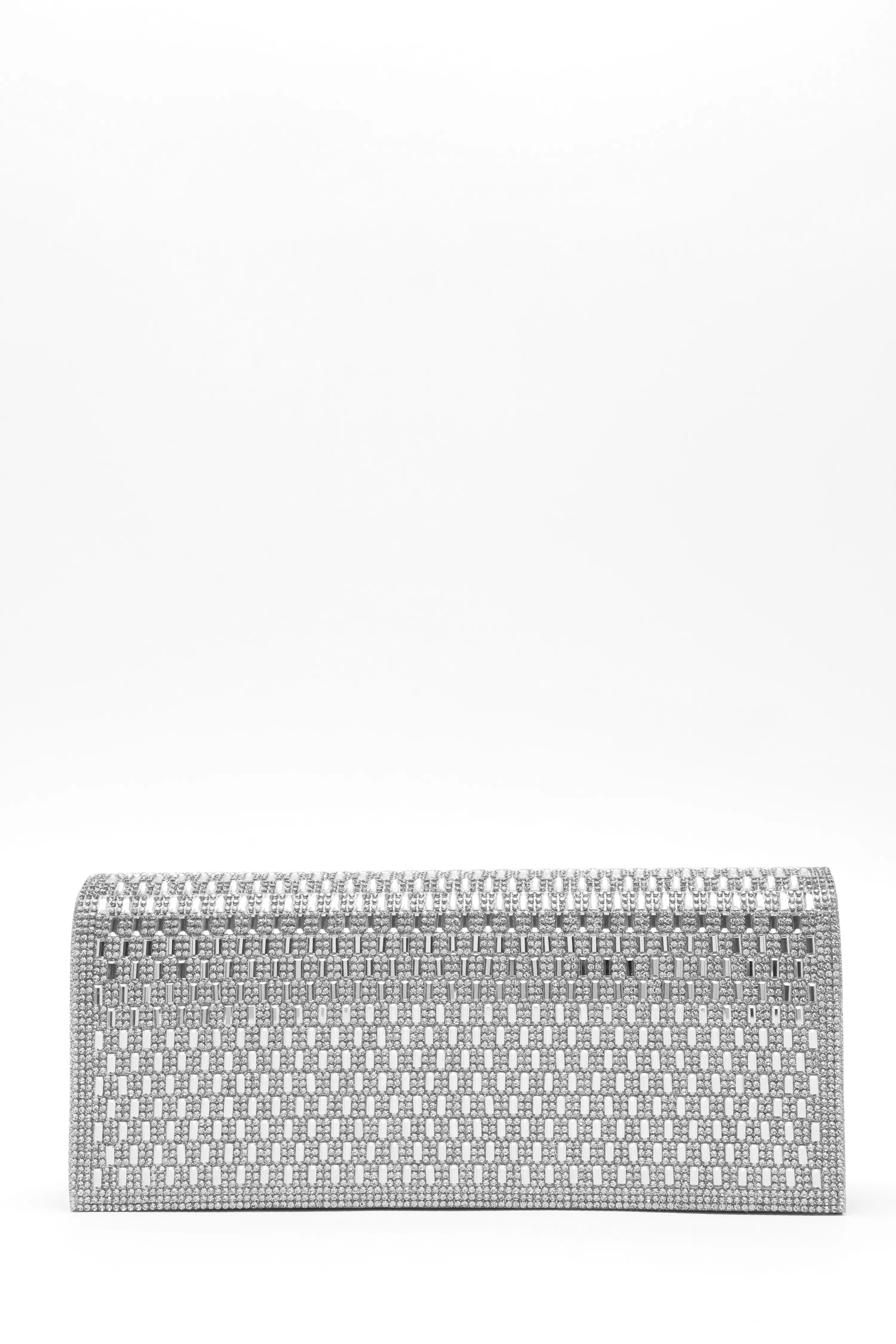 Silver Diamante Shimmer Clutch Bag QUIZ Clothing