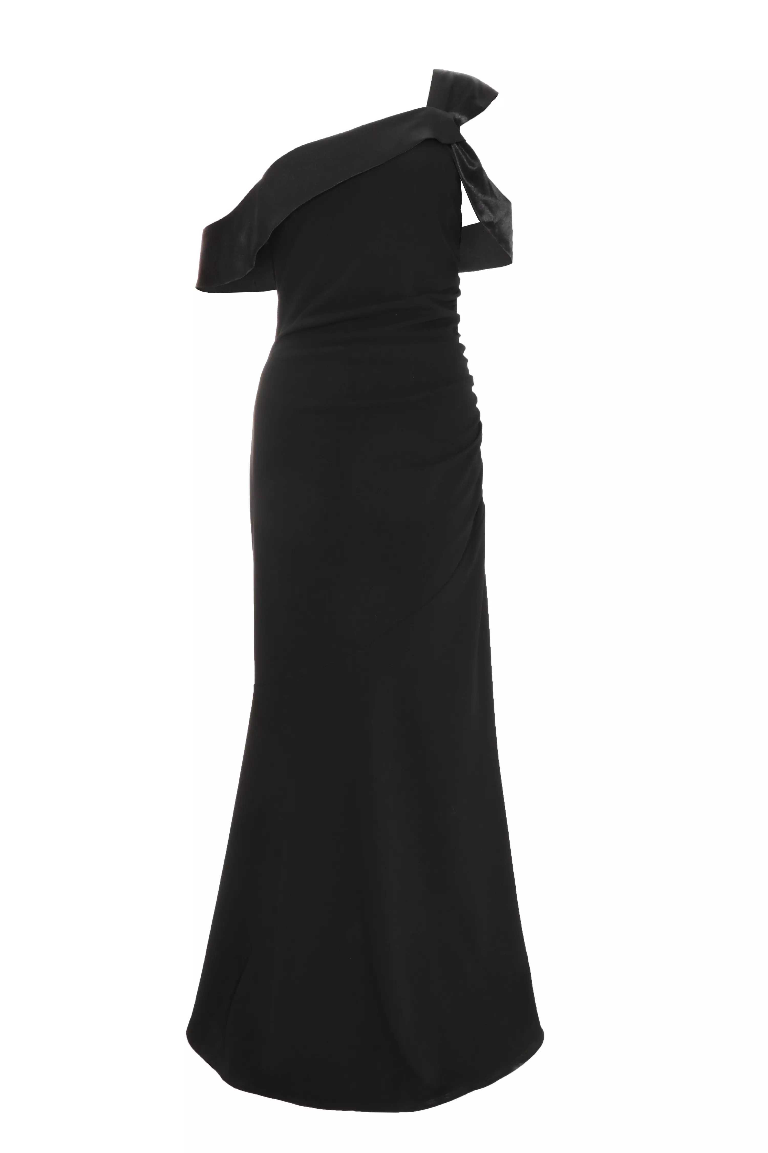 Black Asymmetric Bardot Maxi Dress - QUIZ Clothing