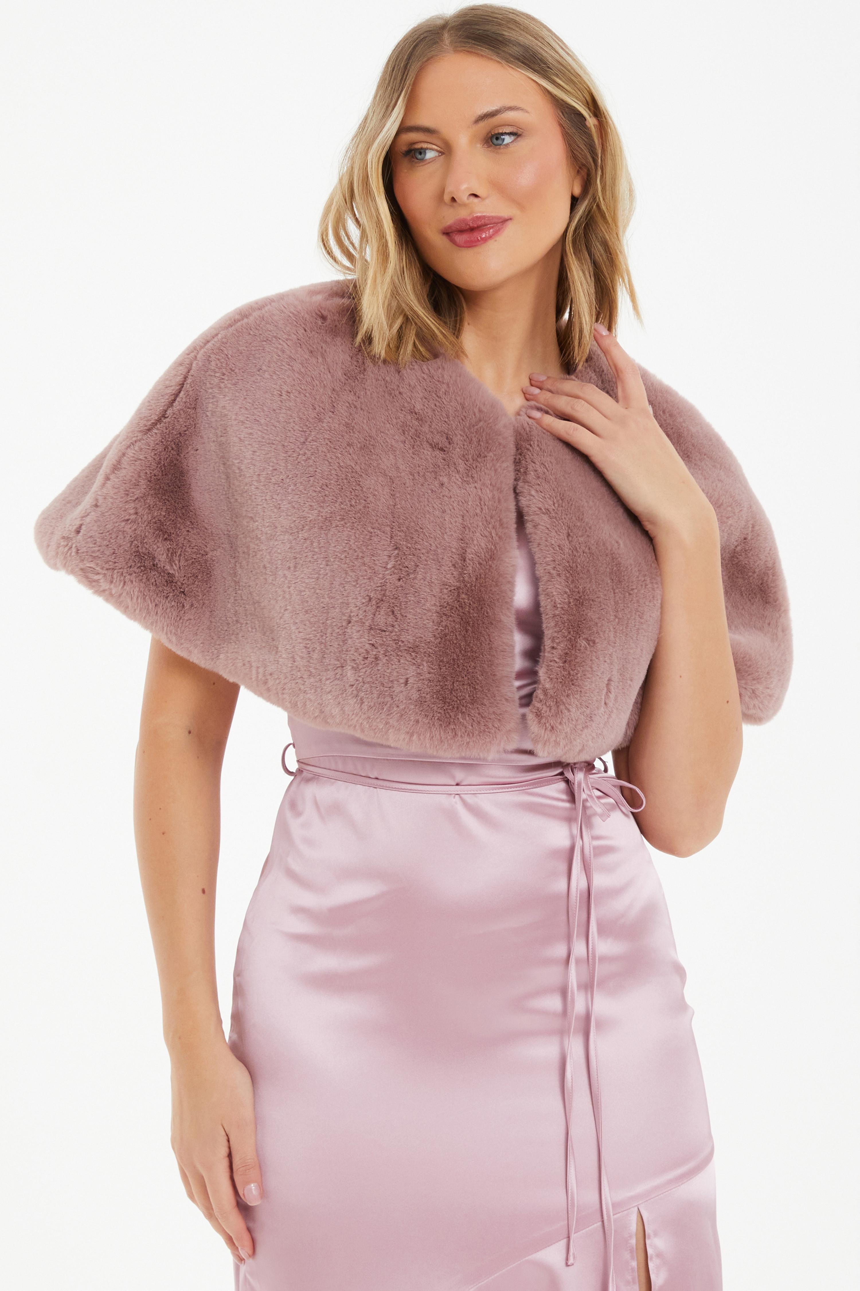 Blush pink fur shops wrap