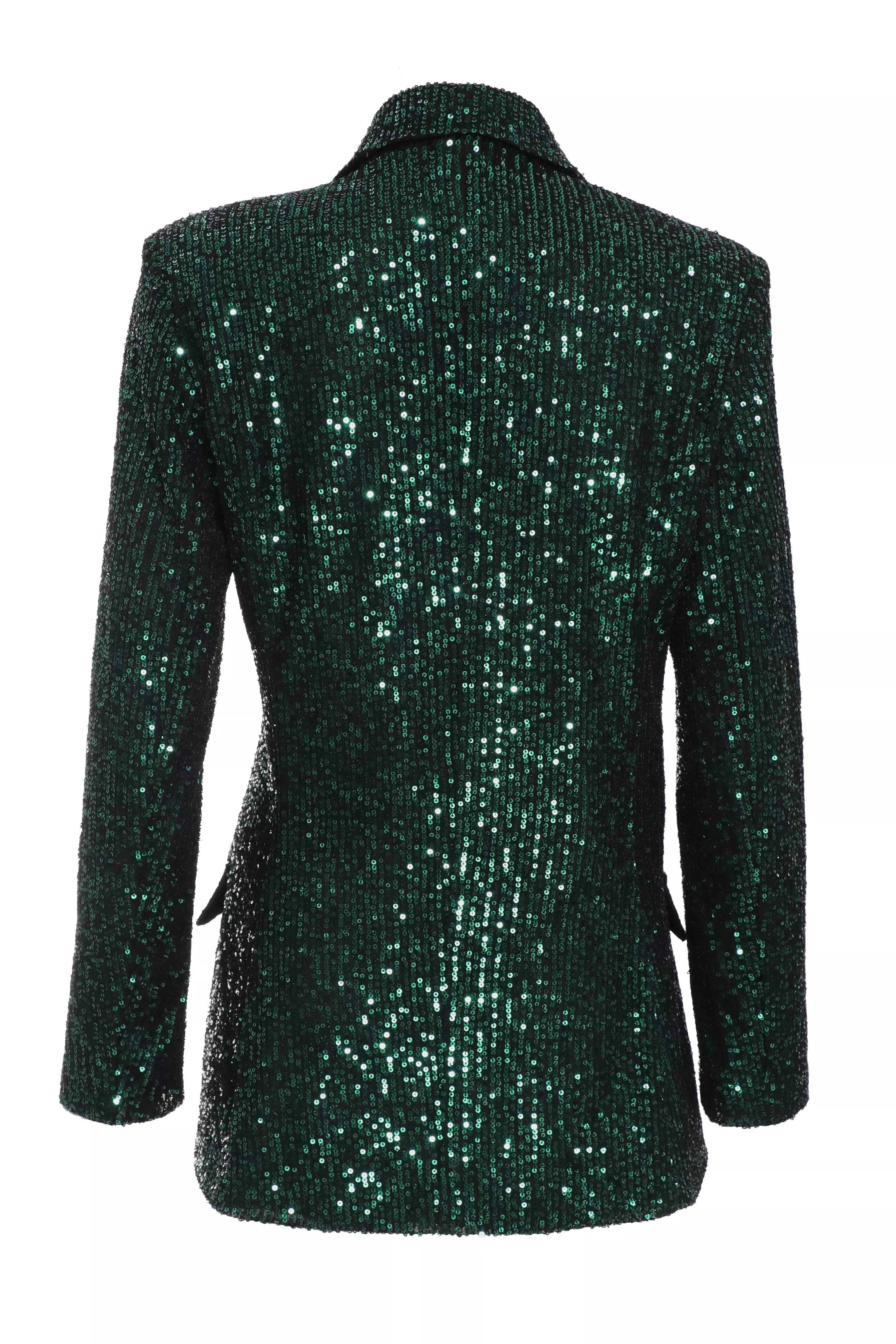 Bottle Green Sequin Tailored Blazer QUIZ Clothing