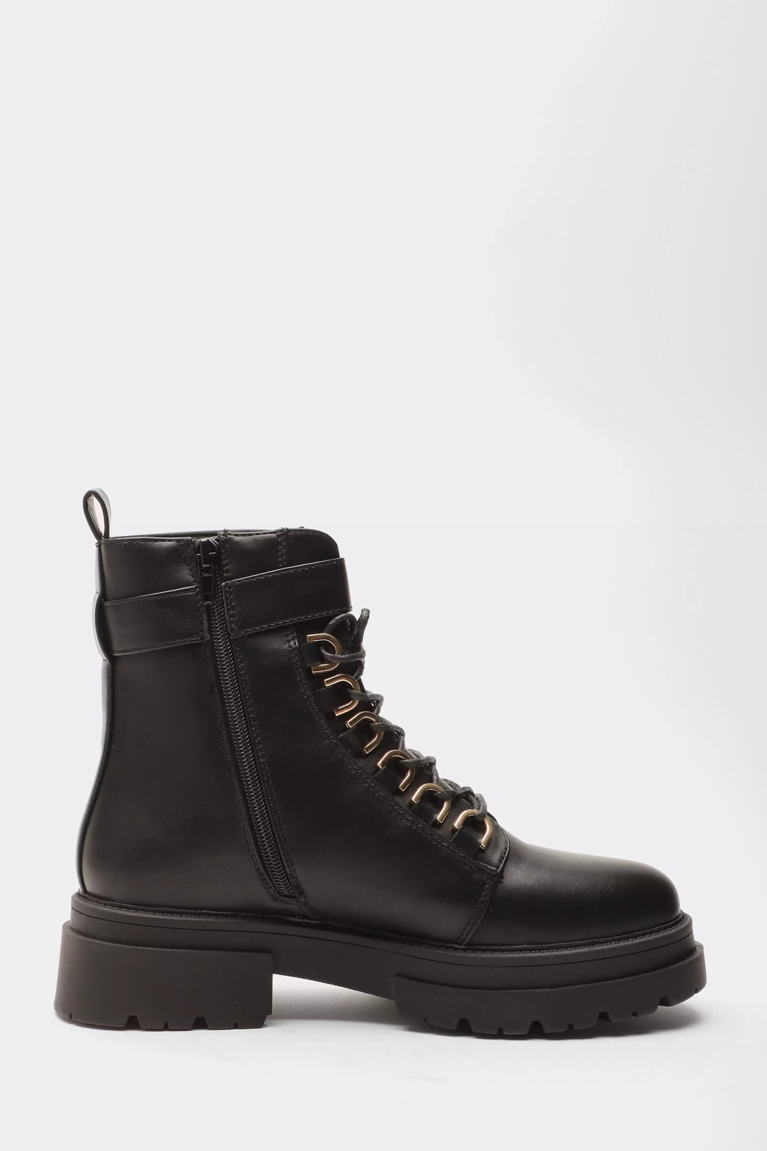 Black Faux Leather Chunky Buckle Boots - QUIZ Clothing
