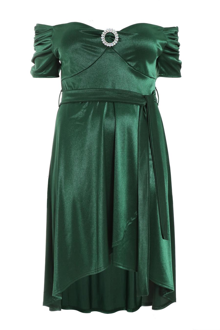 Bottle green bardot dip hem dress hotsell
