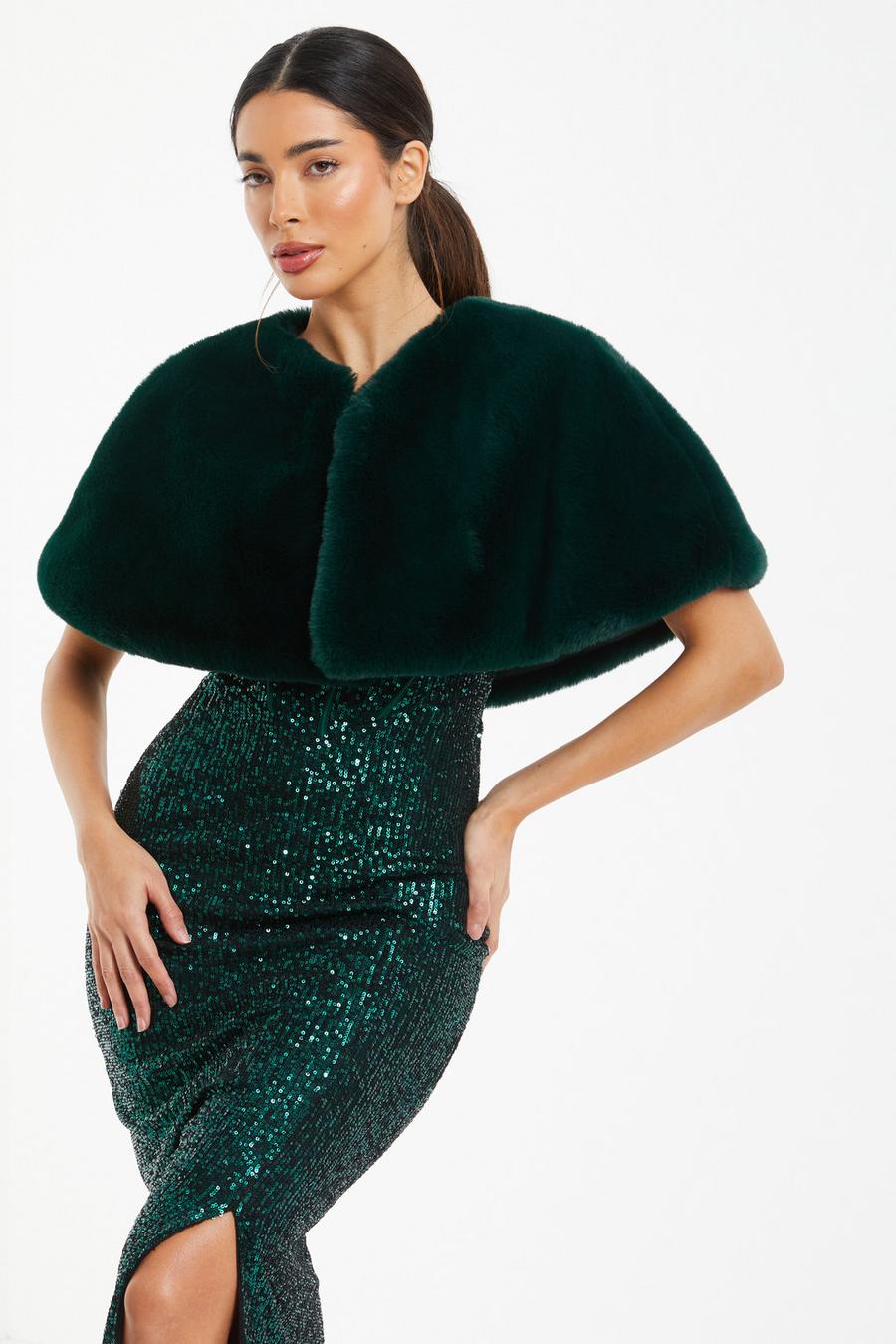 Green on sale fur shrug