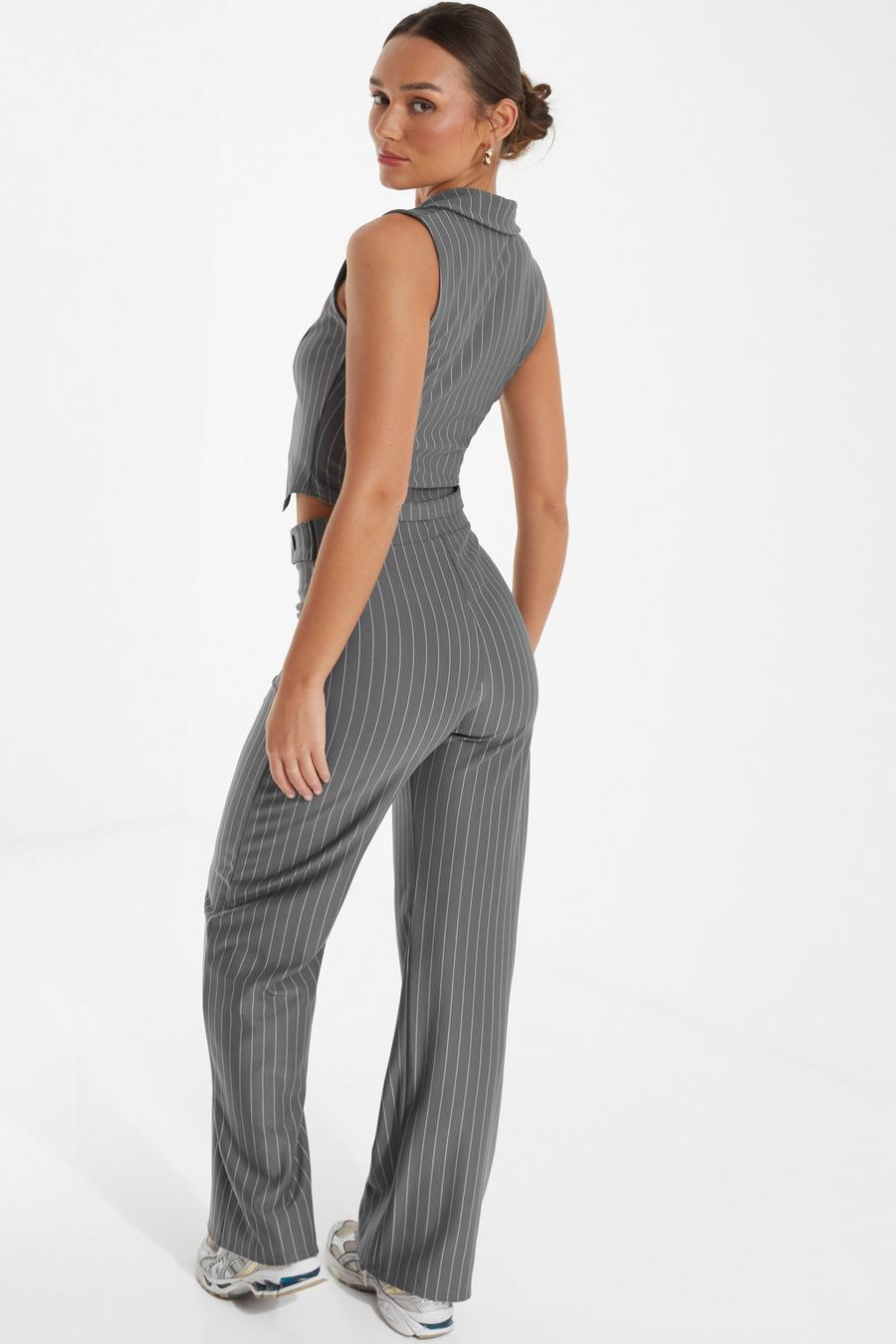 Ladies grey pinstripe on sale trousers