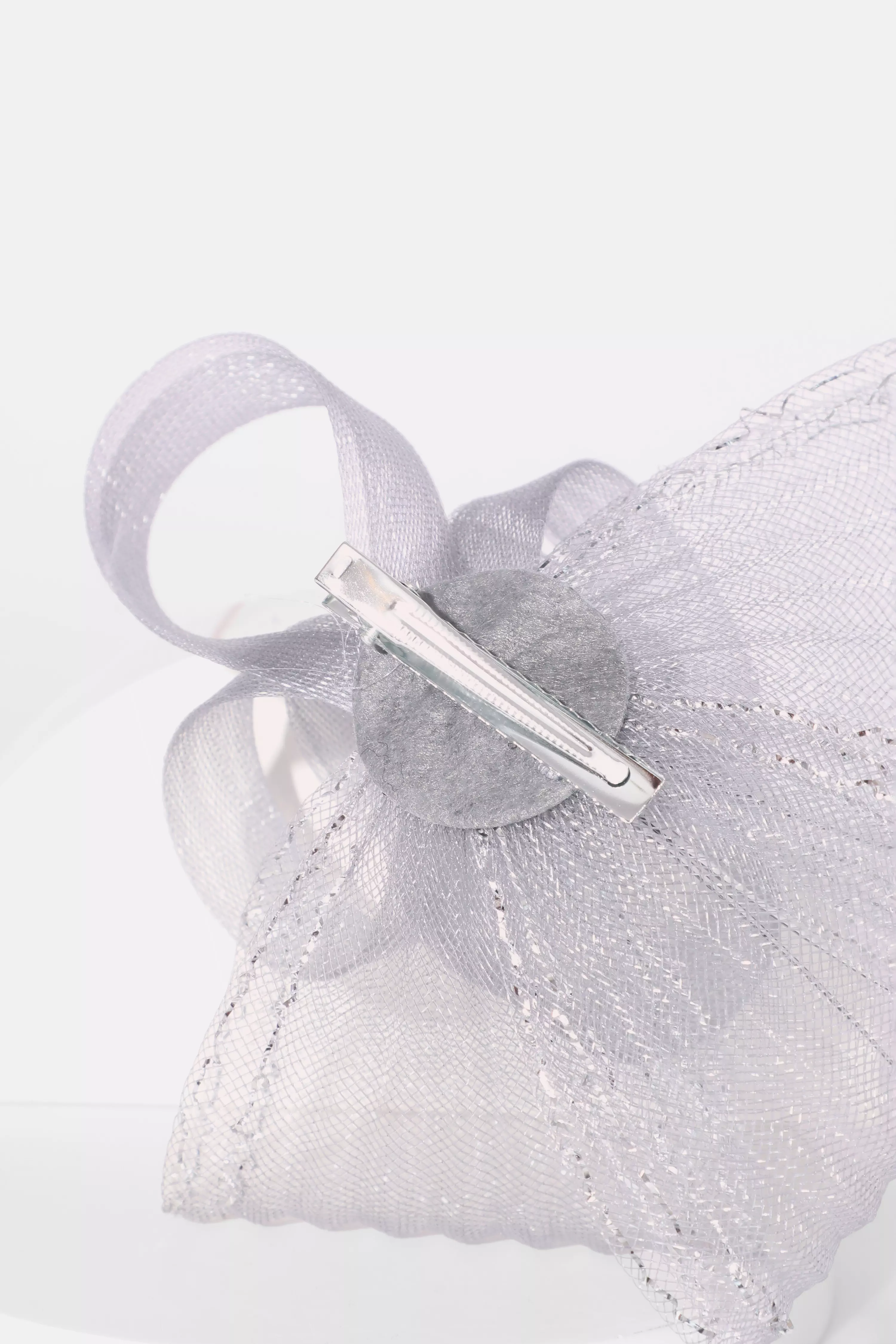 Grey Metallic Pleated Clip Fascinator QUIZ Clothing