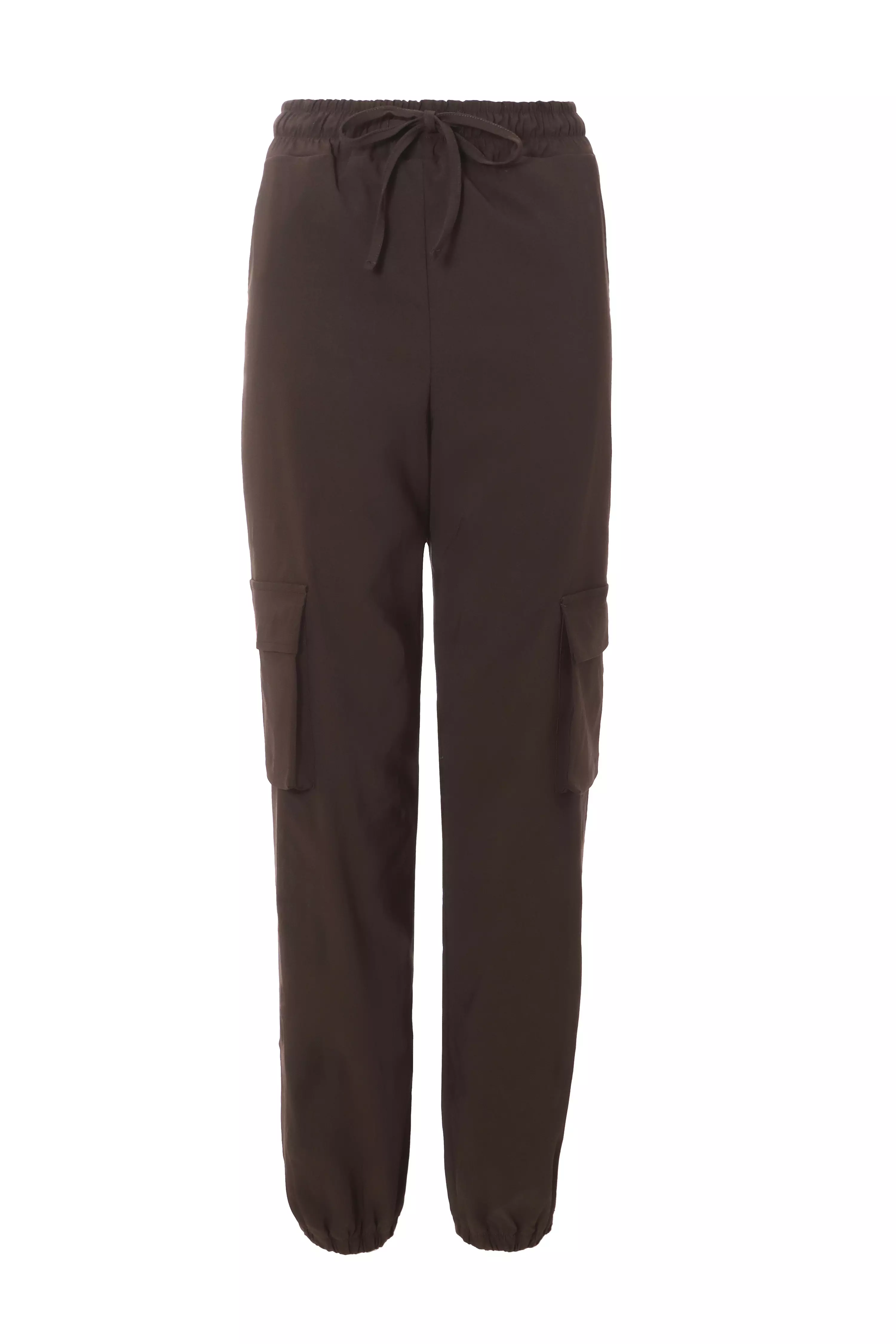 Brown Tie Waist Cargo Trousers - QUIZ Clothing