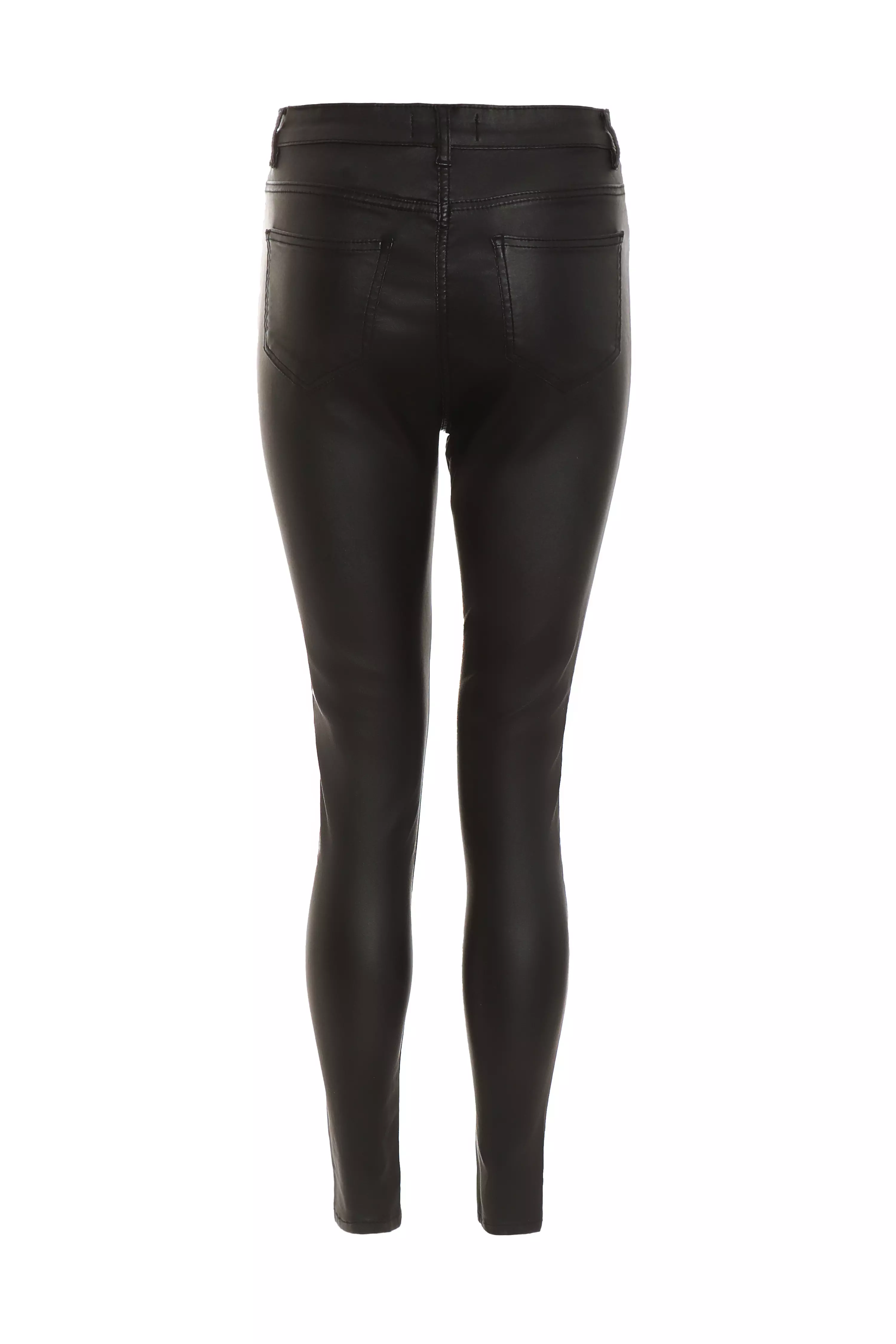 Petite Black Faux Leather Skinny Jeans - QUIZ Clothing