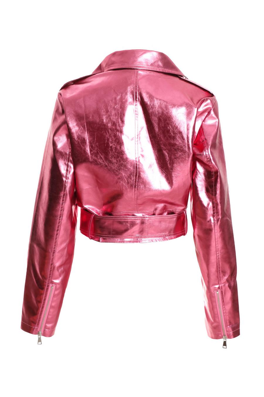 Metallic pink deals leather jacket