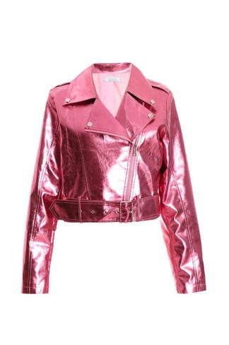 Metallic pink hot sale moto jacket