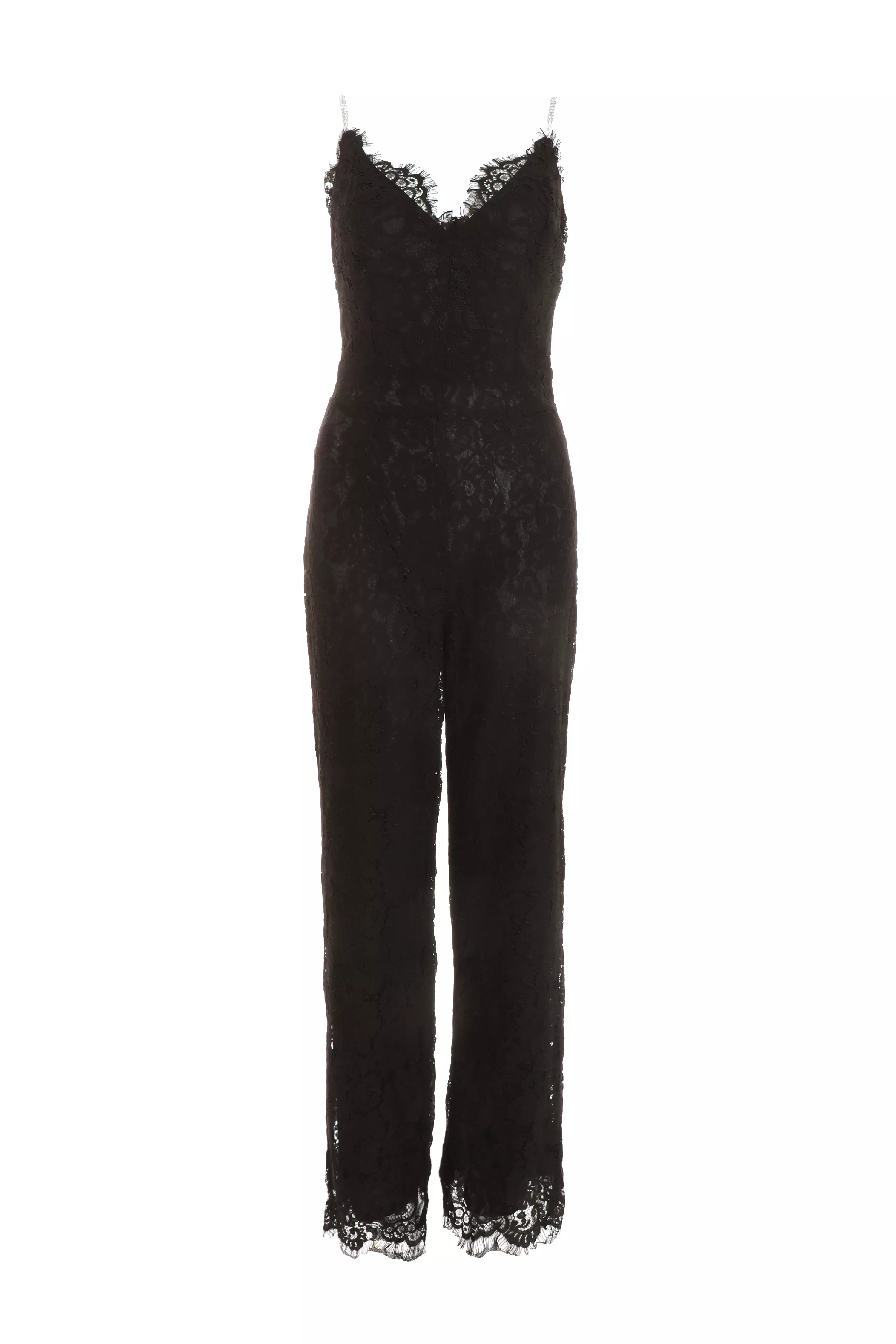 Black Lace Palazzo Jumpsuit - QUIZ Clothing
