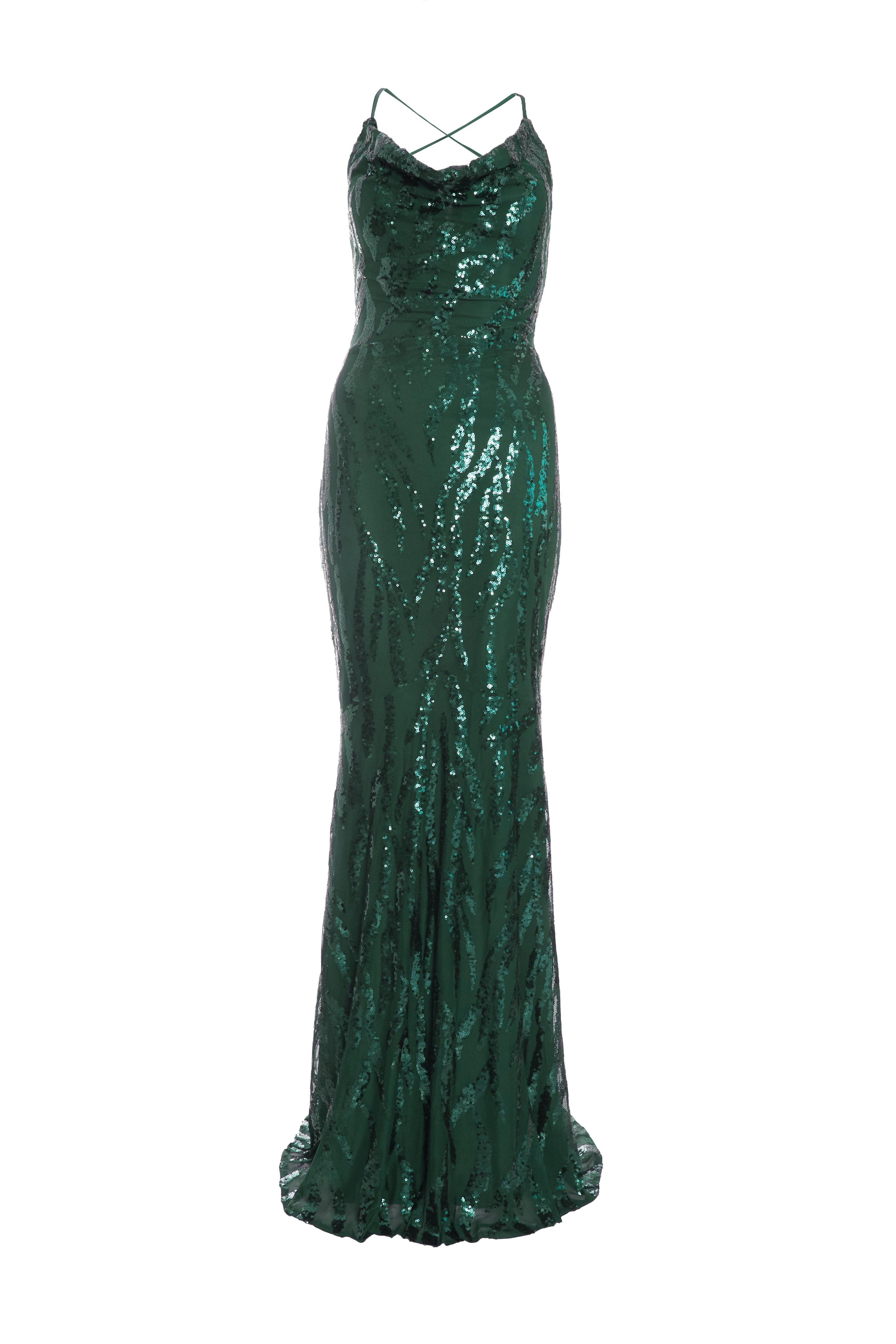 Quiz green fishtail dress best sale