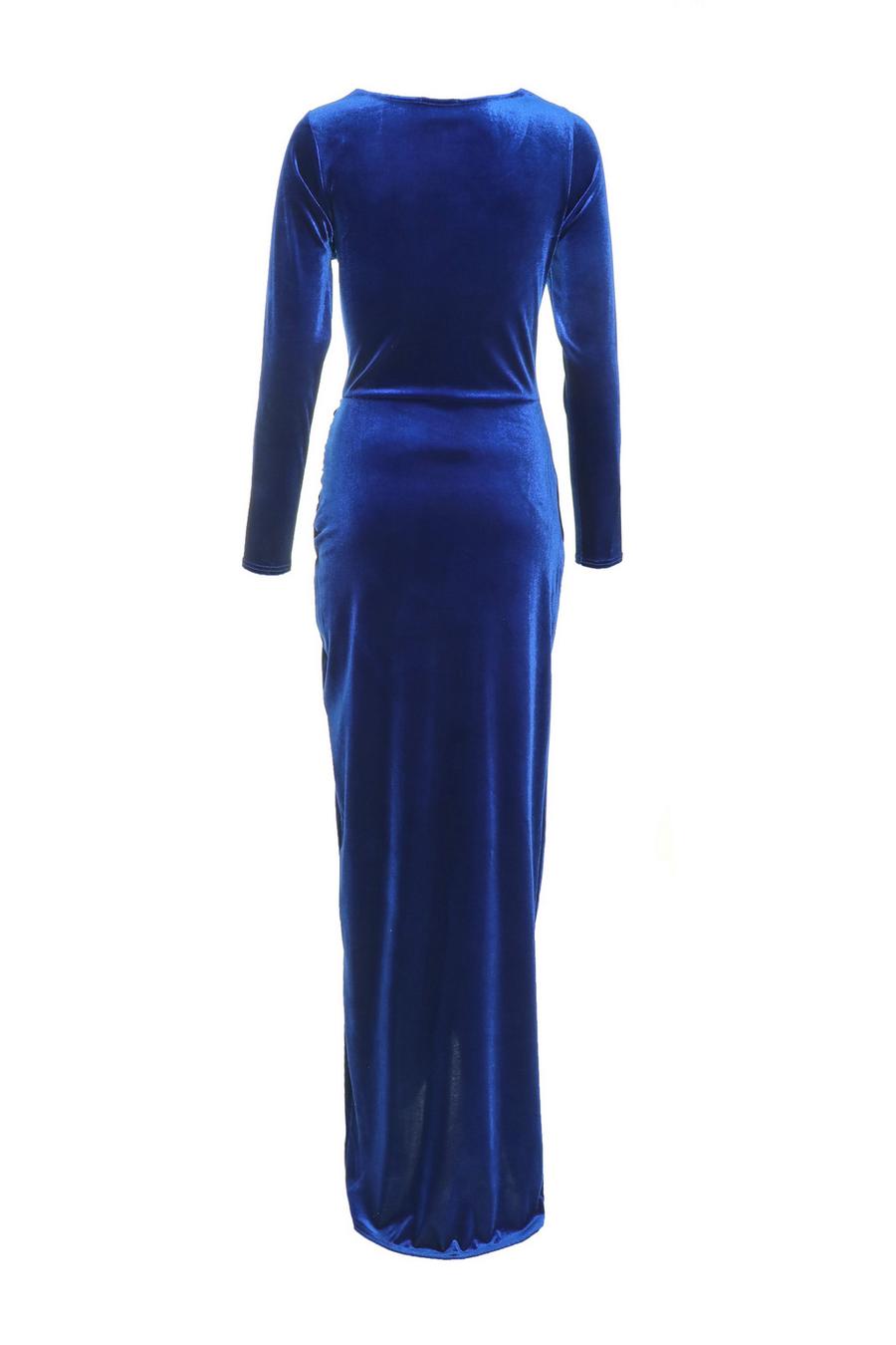 Royal Blue Velvet Maxi Dress - Quiz Clothing