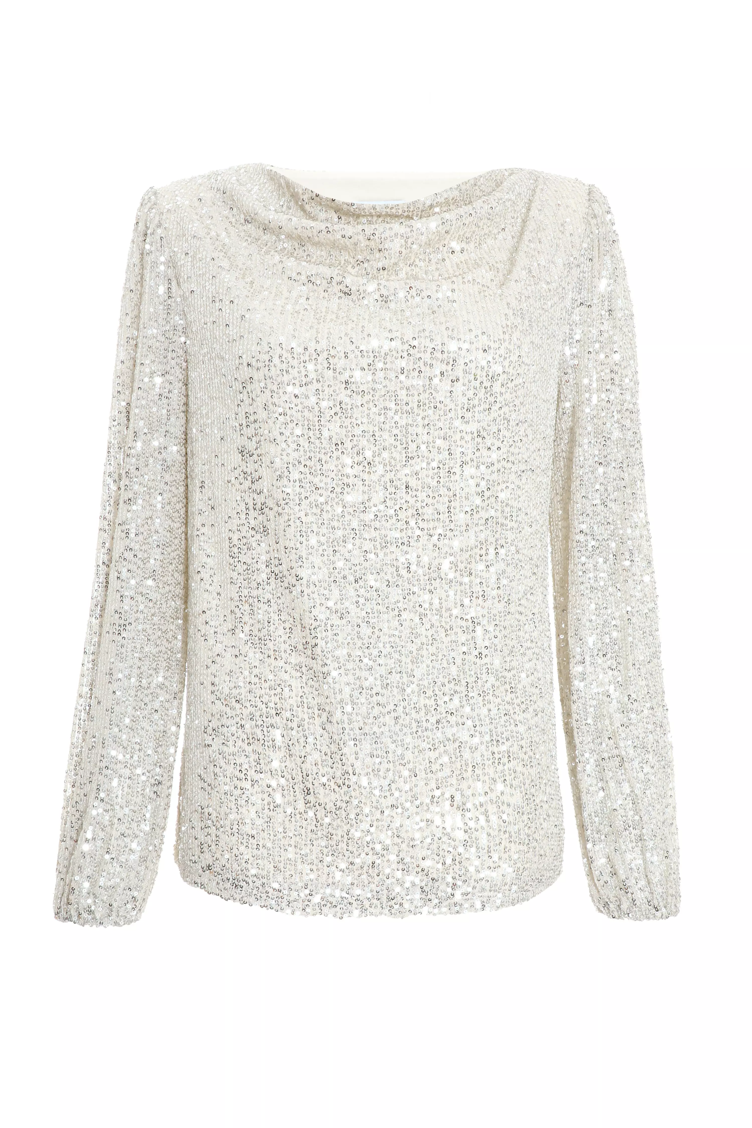 Champagne Sequin Boxy Drape Top - QUIZ Clothing