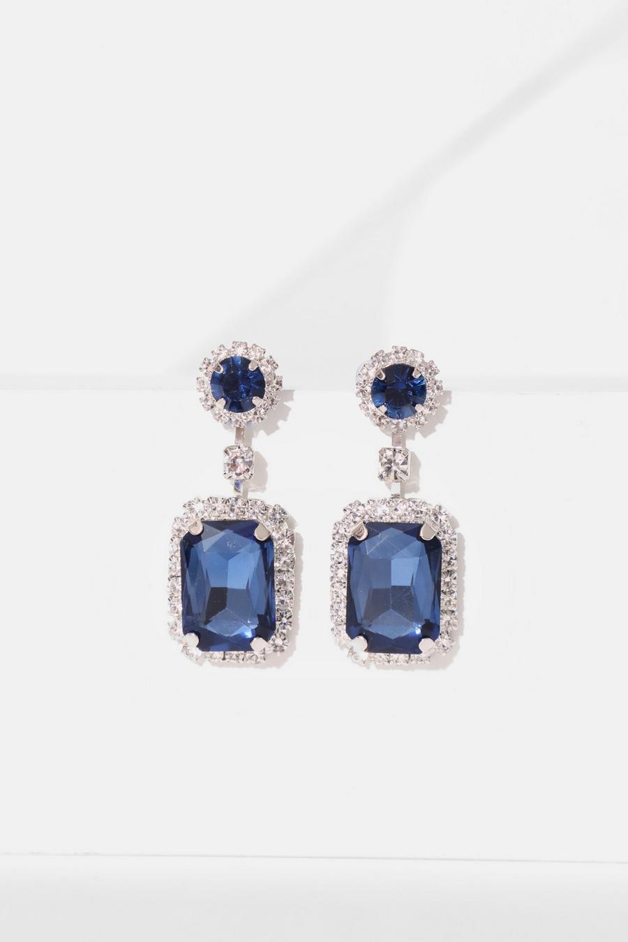 Square diamond store drop earrings