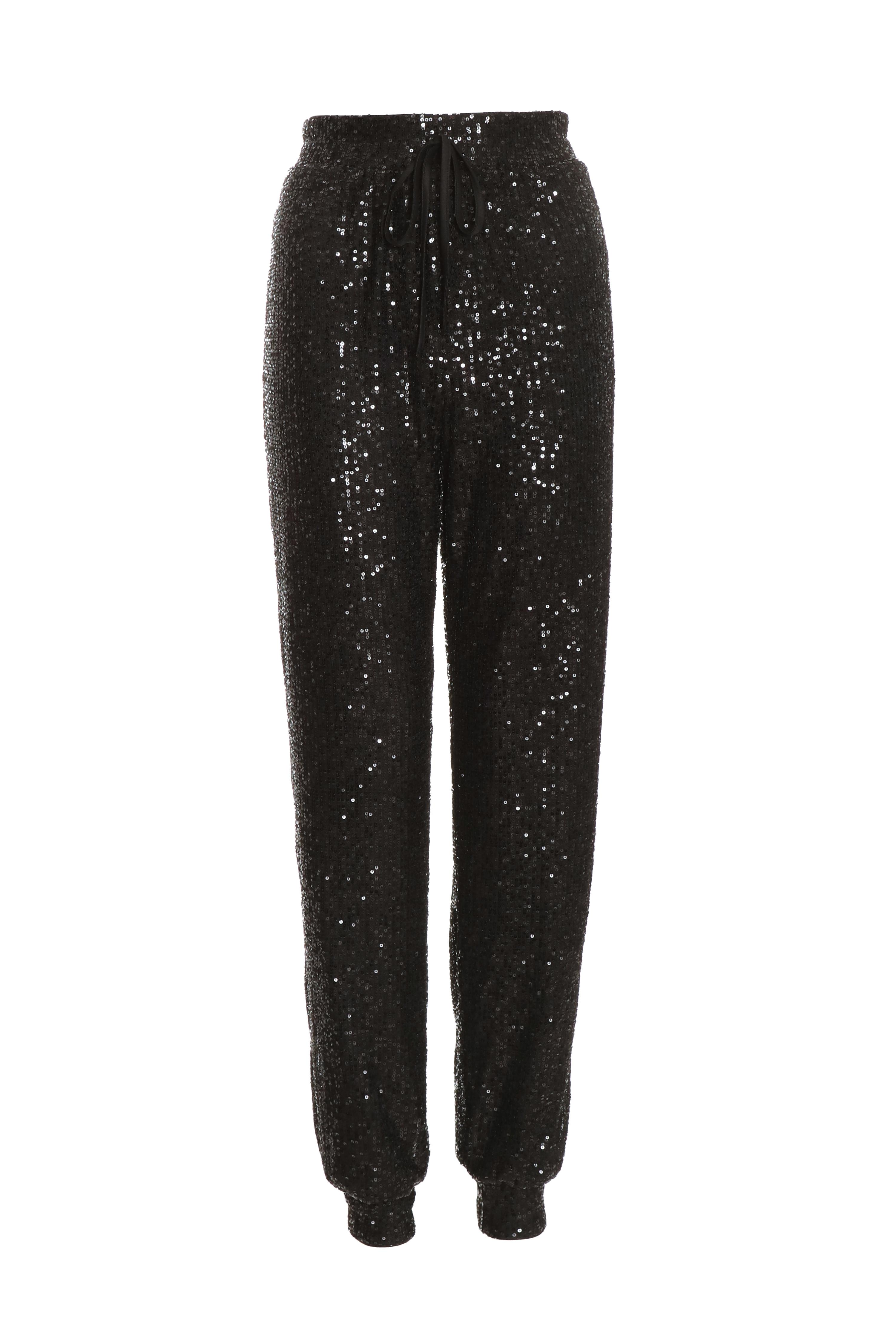 Black sequin outlet jogger pants