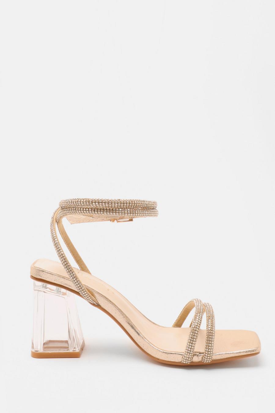 Gold block heel sandals wide online fit