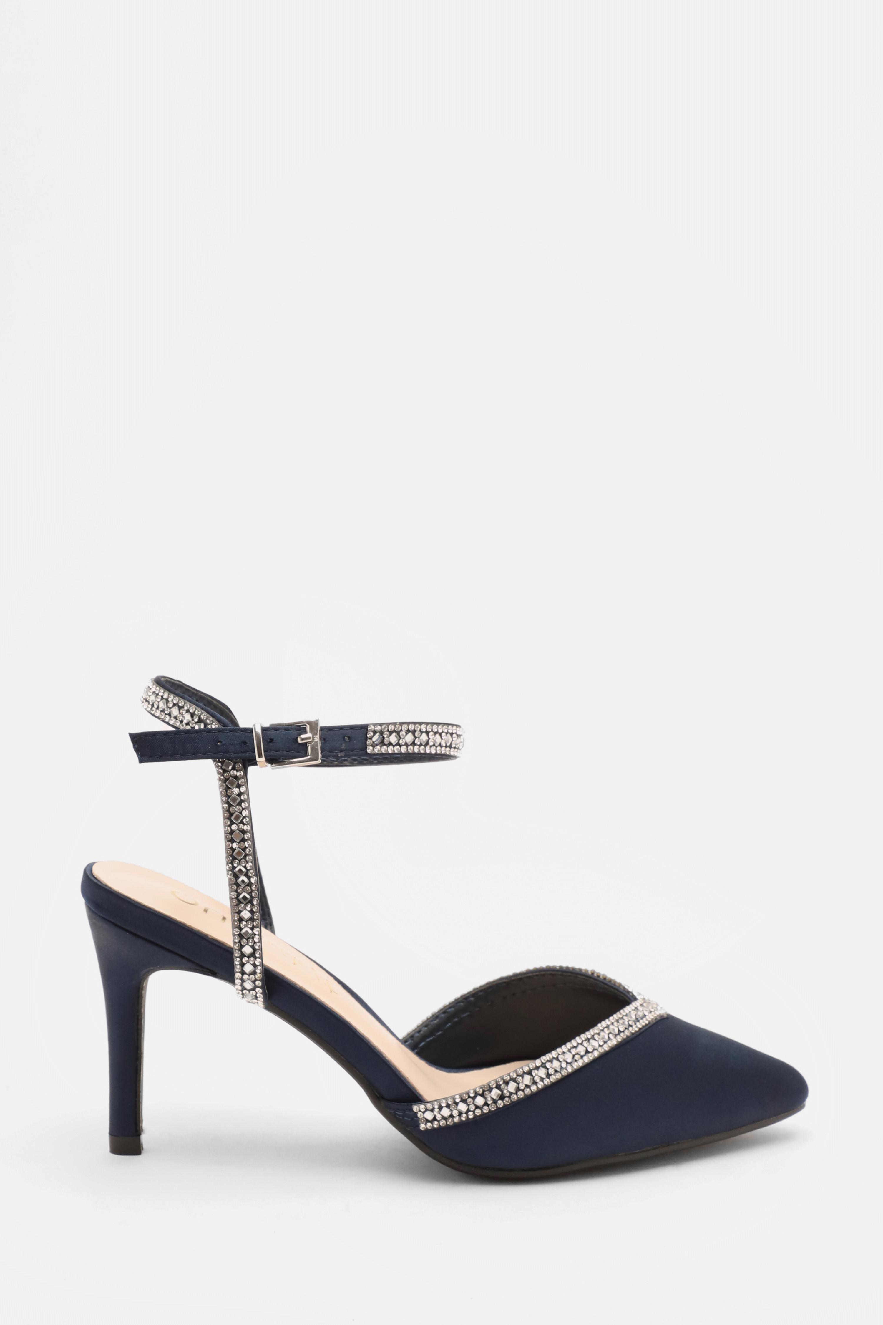 Navy satin clearance shoes wide fit