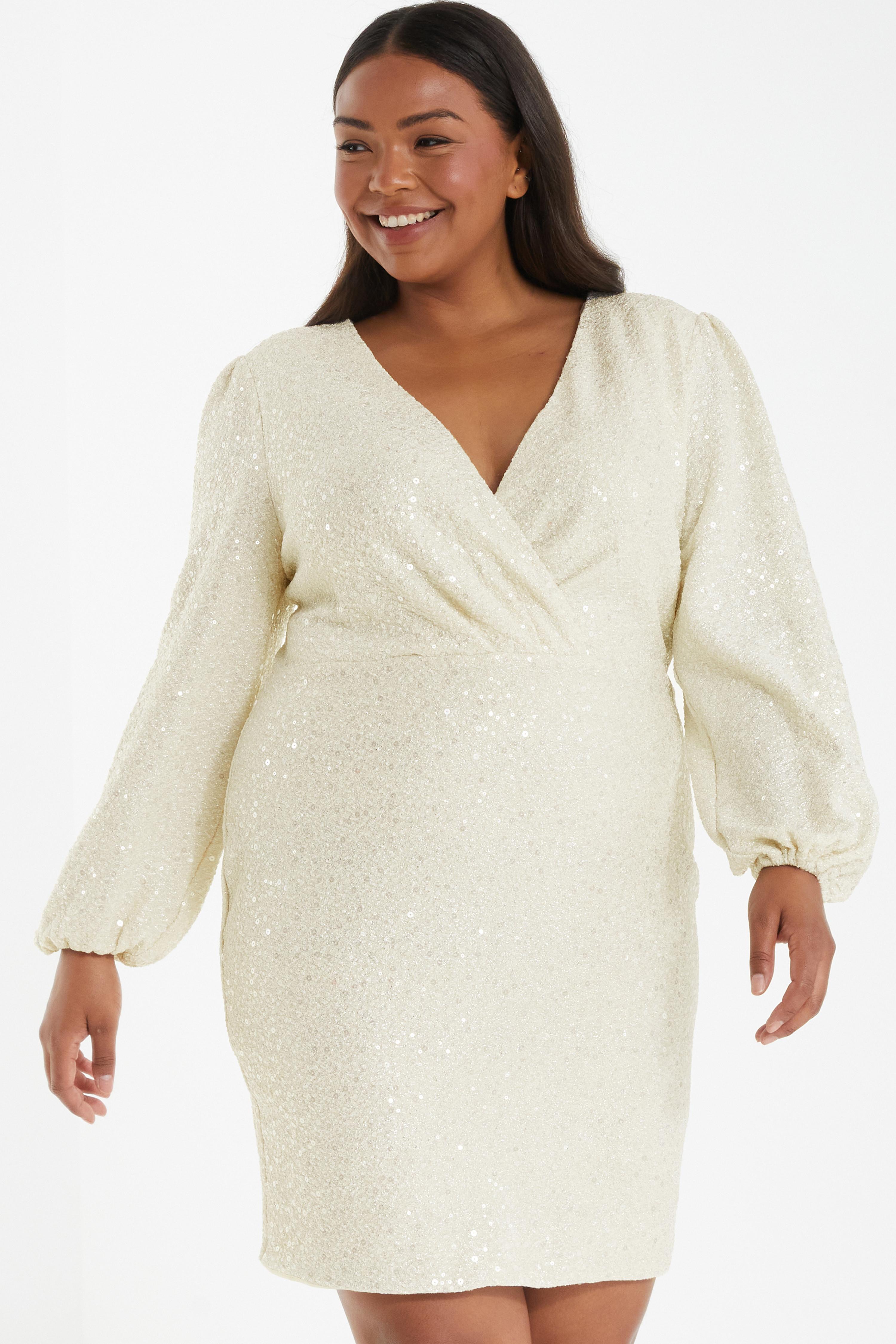 Quiz white sequin store dress