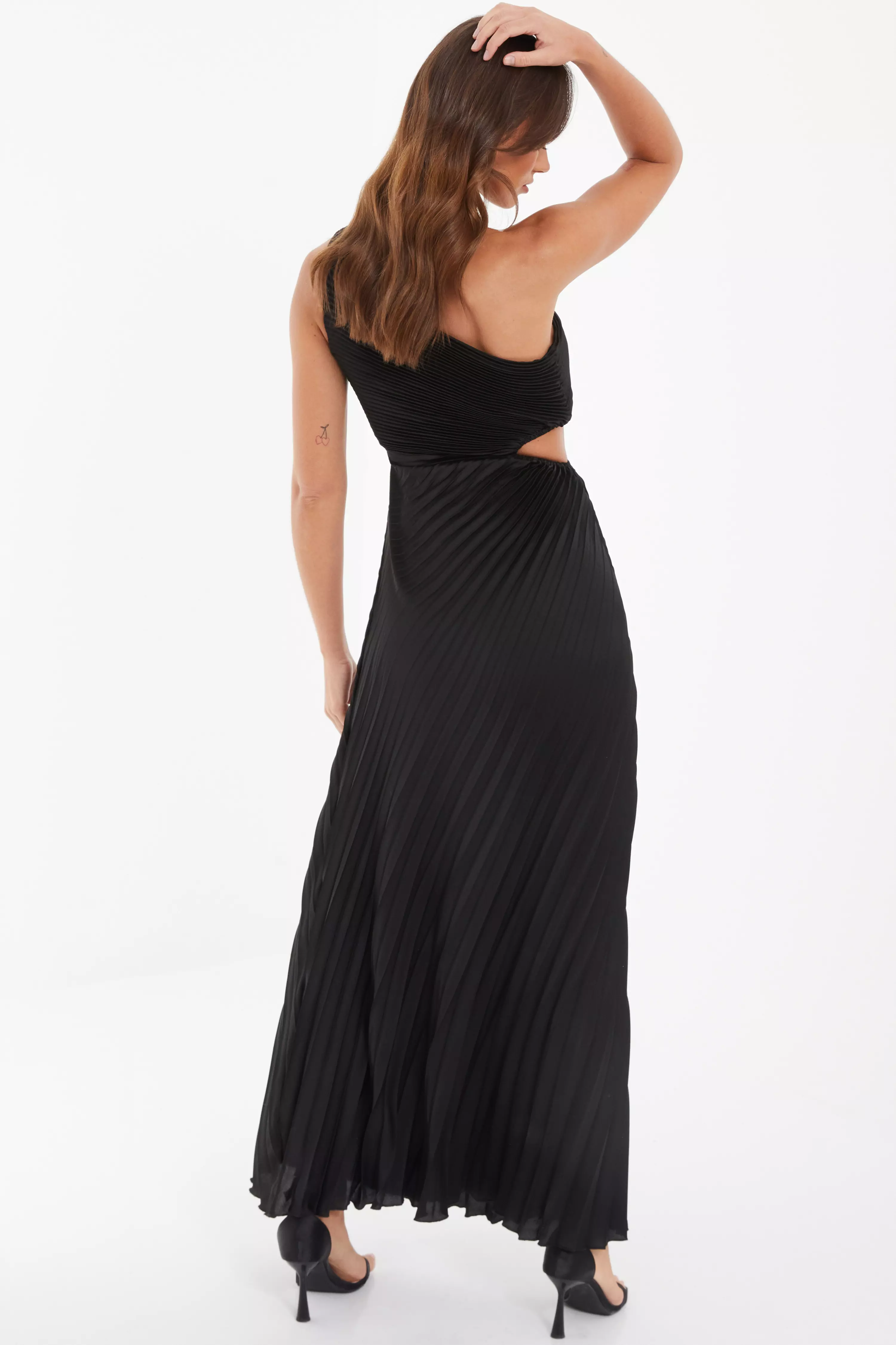 Black One Shoulder Pleated Maxi Dress - QUIZ Clothing