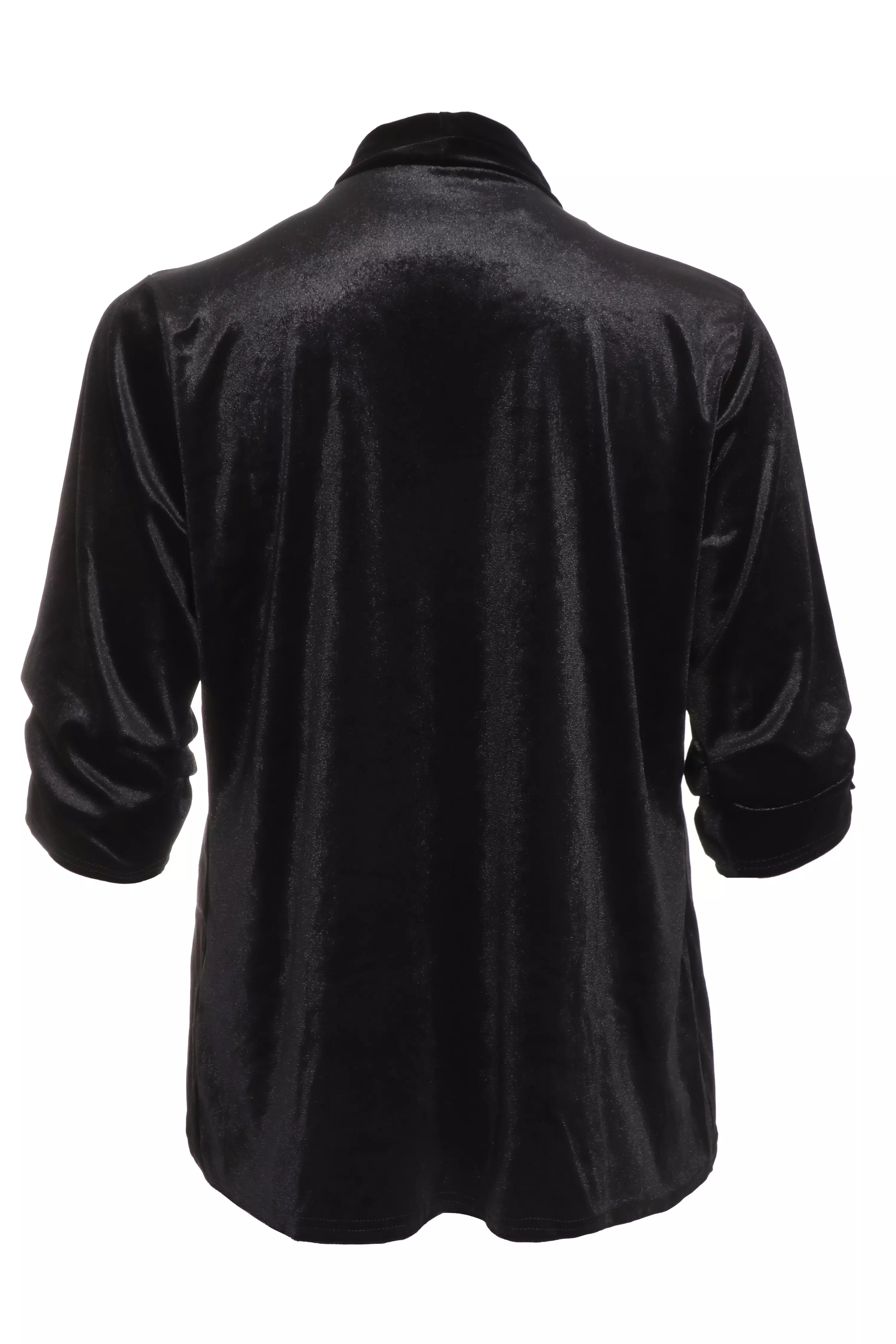 Curve Black Velvet Waterfall Blazer - QUIZ Clothing