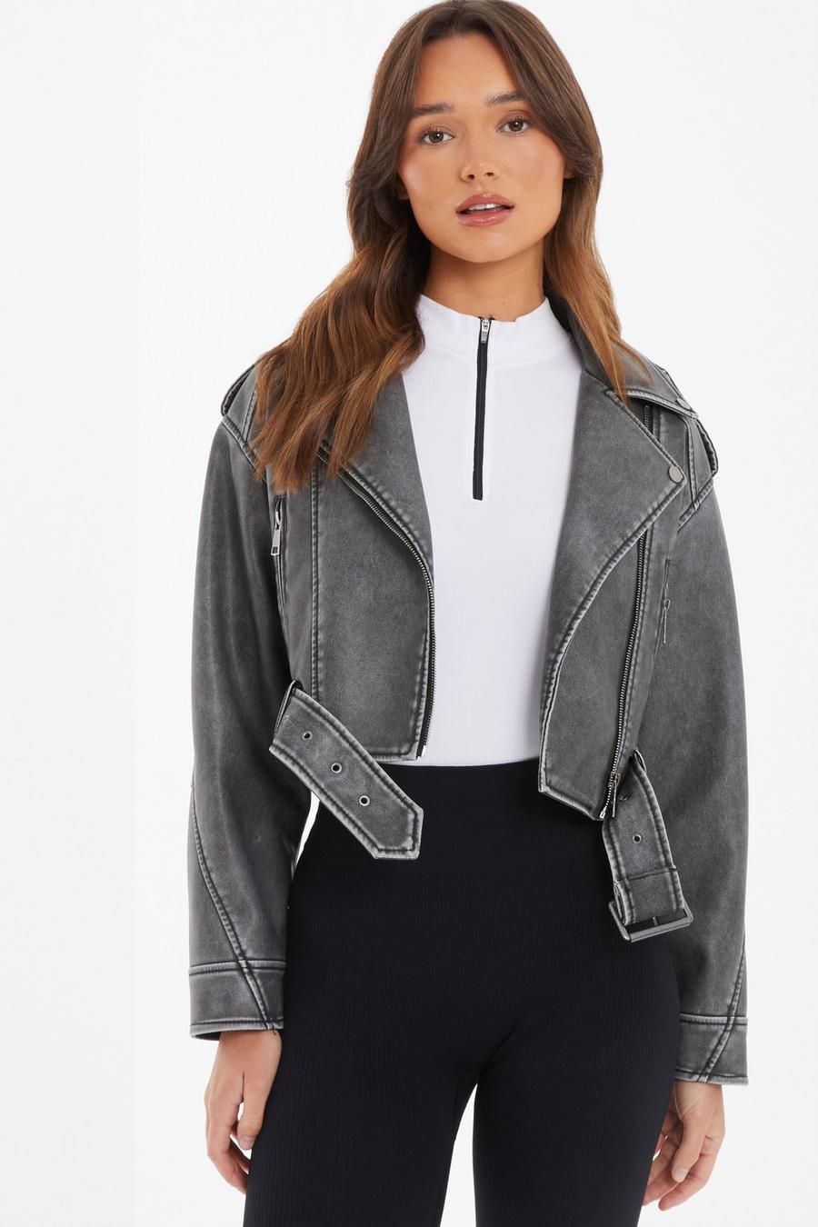 Charcoal grey hot sale leather jacket