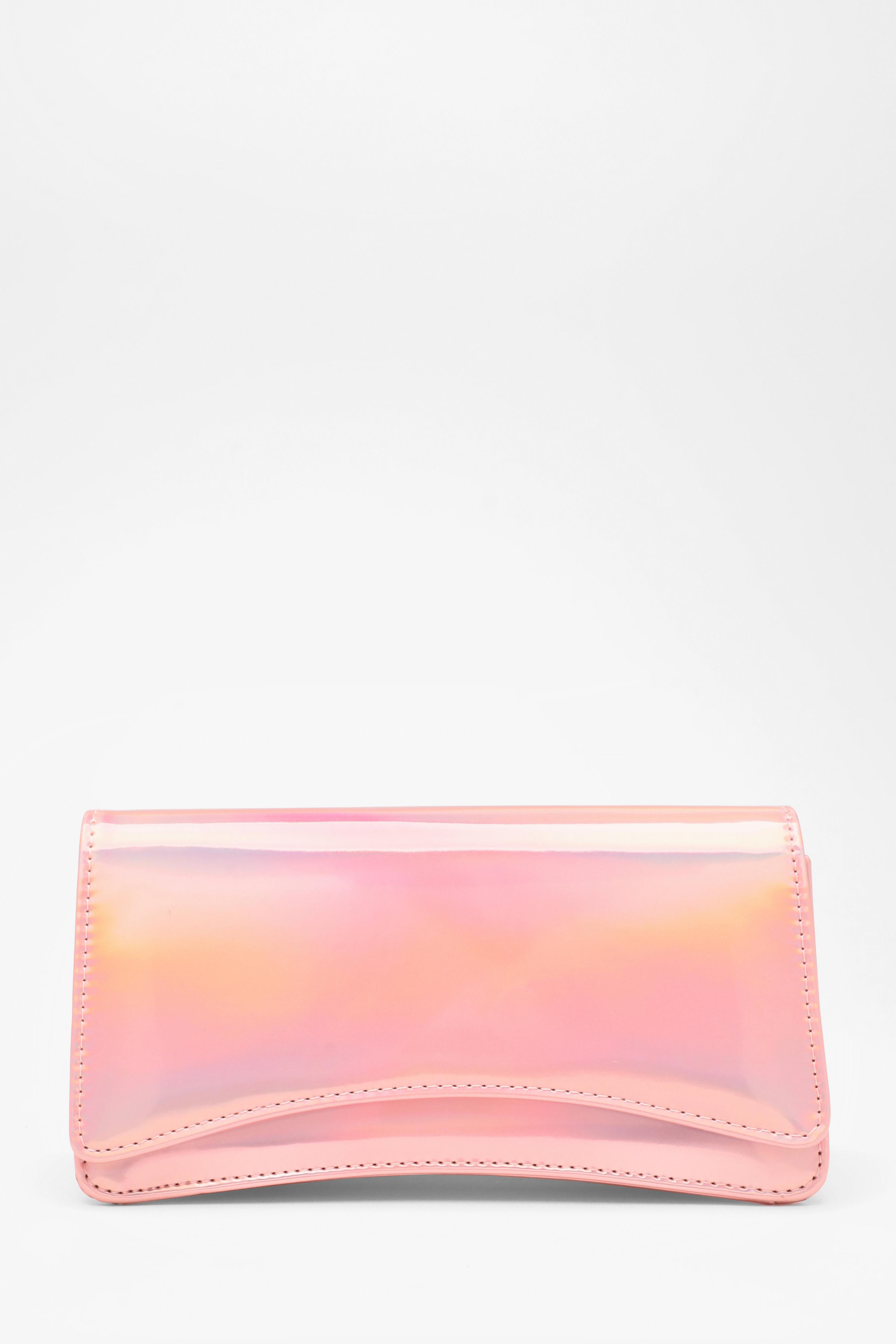 Pink High Shine Clutch Bag QUIZ Clothing