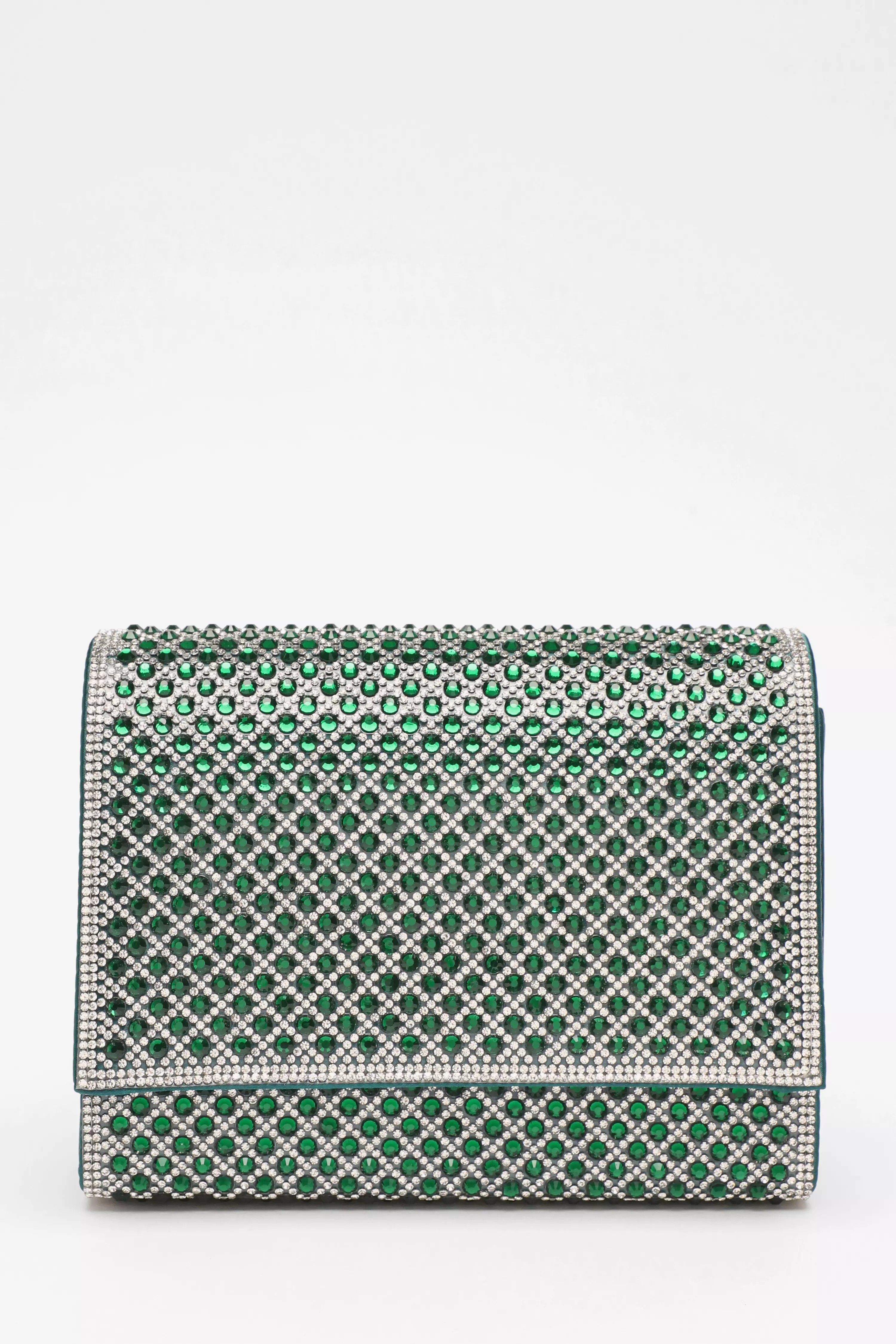 Green Diamante Embellished Clutch Bag - QUIZ Clothing