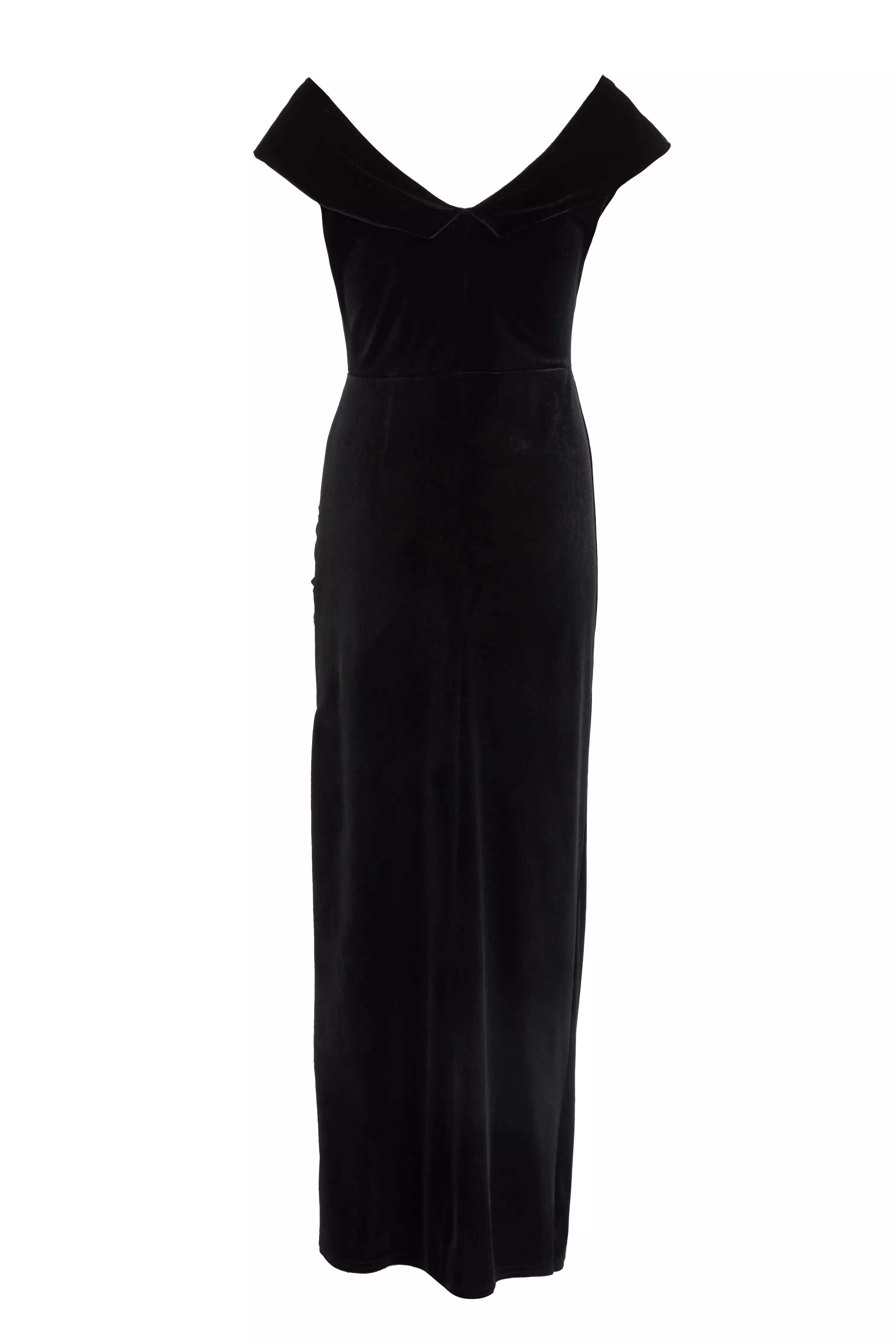 Black Velvet Bardot Maxi Dress - QUIZ Clothing