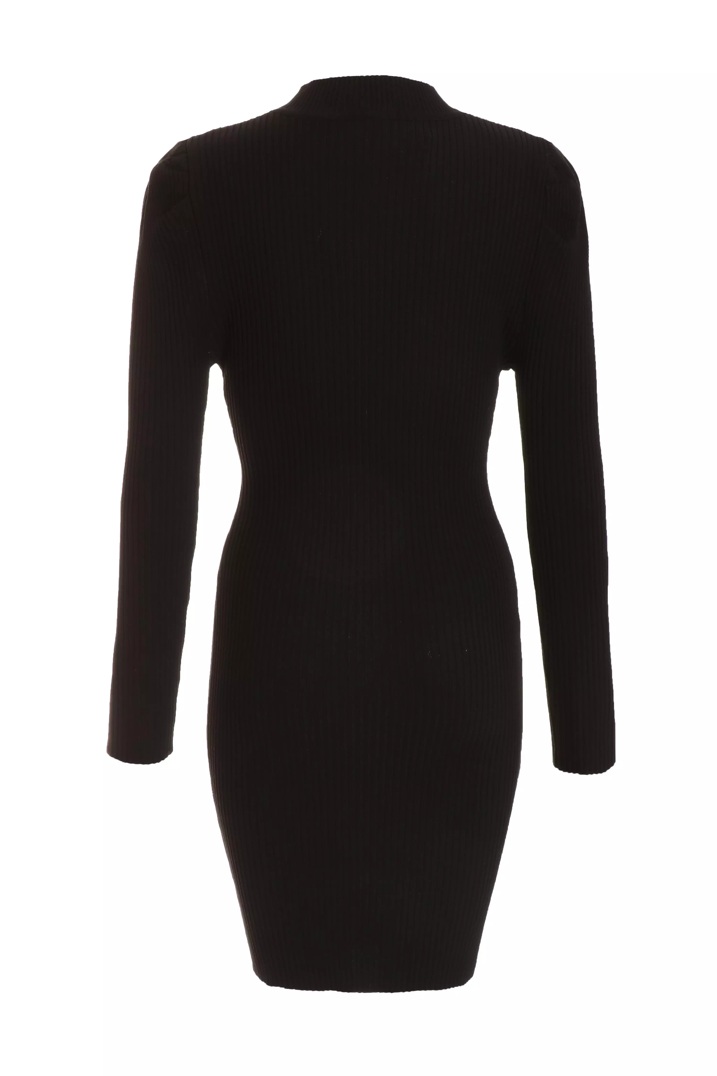 Black Knitted Cut Out Jumper Dress QUIZ Clothing
