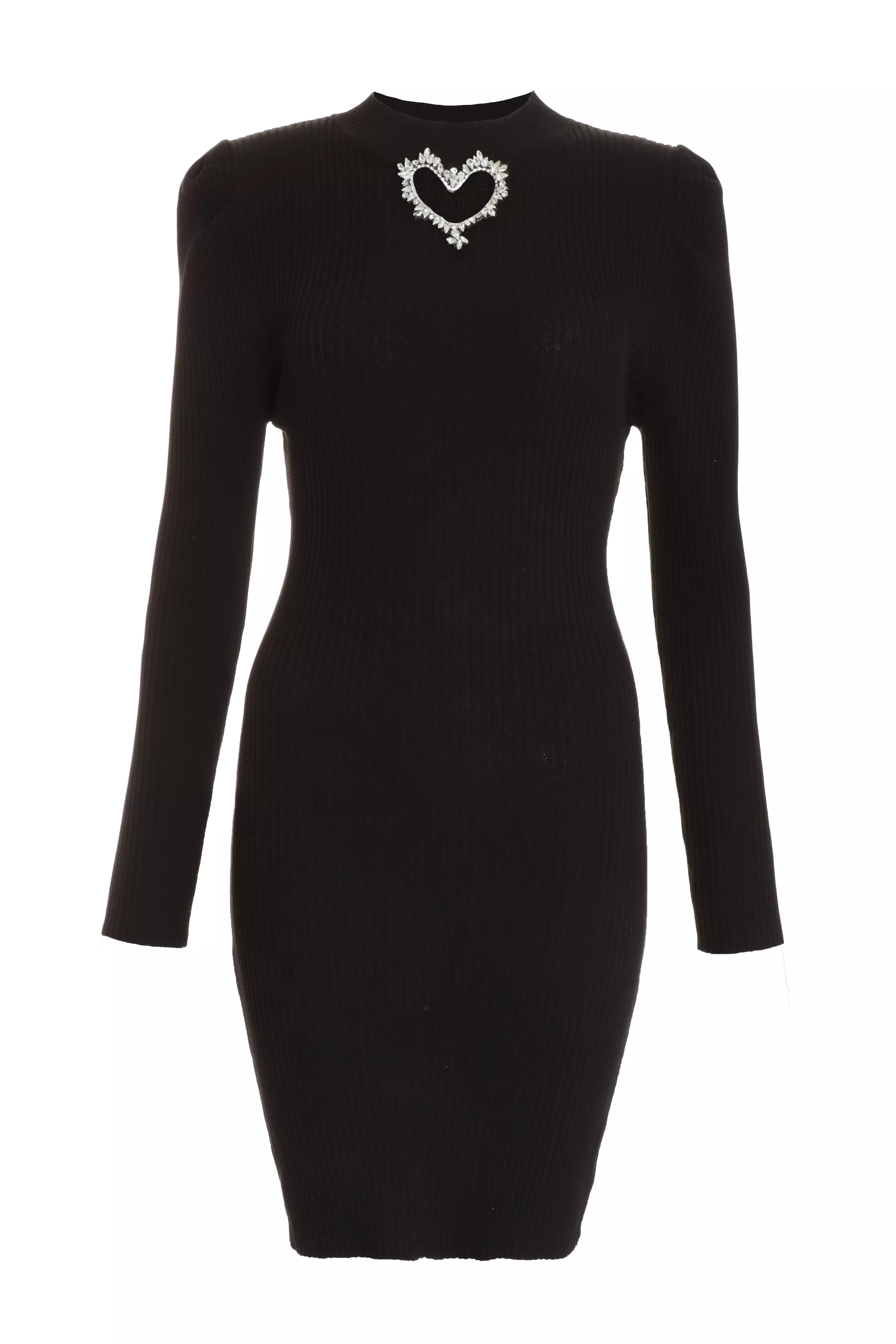 Black Knitted Cut Out Jumper Dress QUIZ Clothing