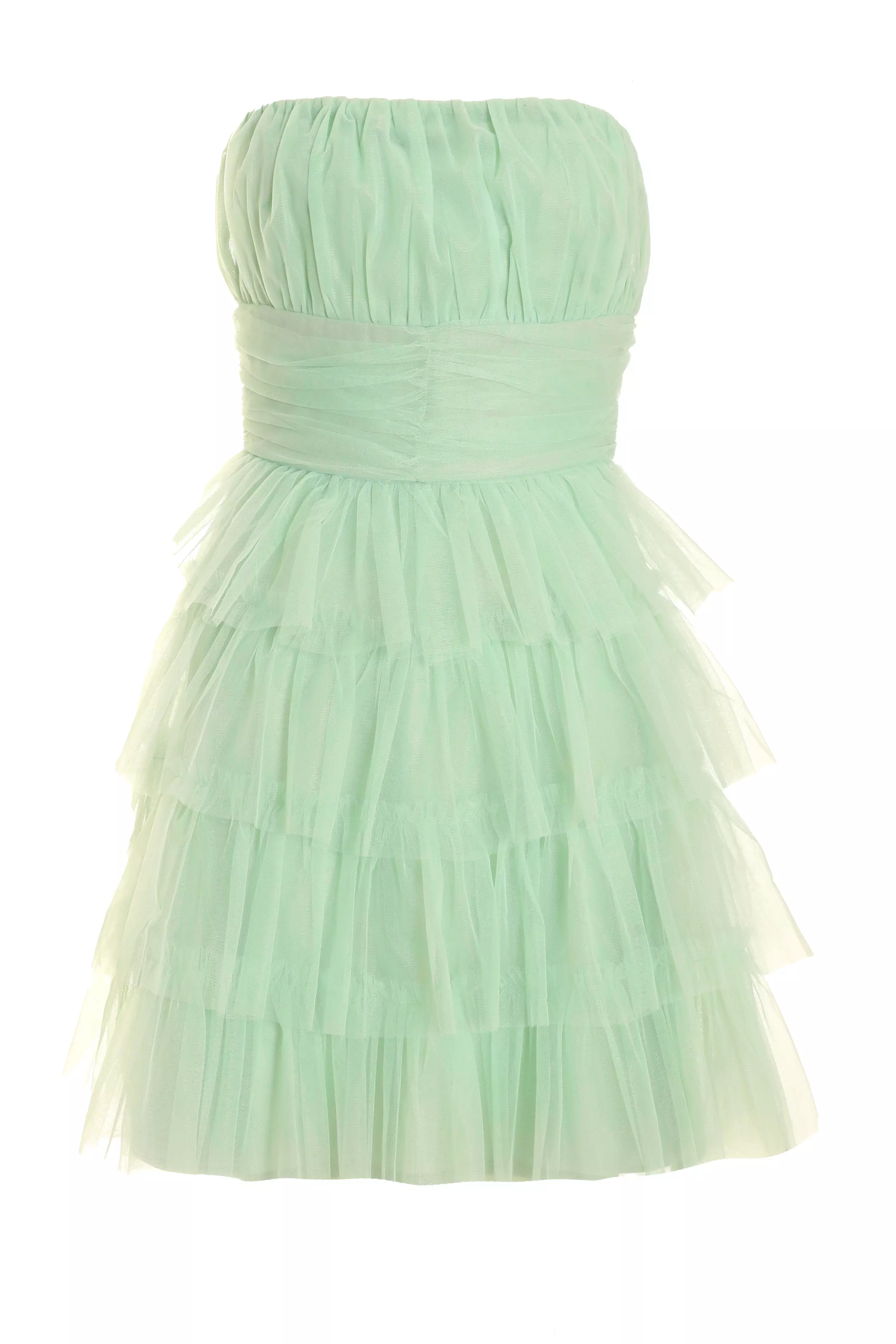 Sage Green Tulle Mini Dress - QUIZ Clothing