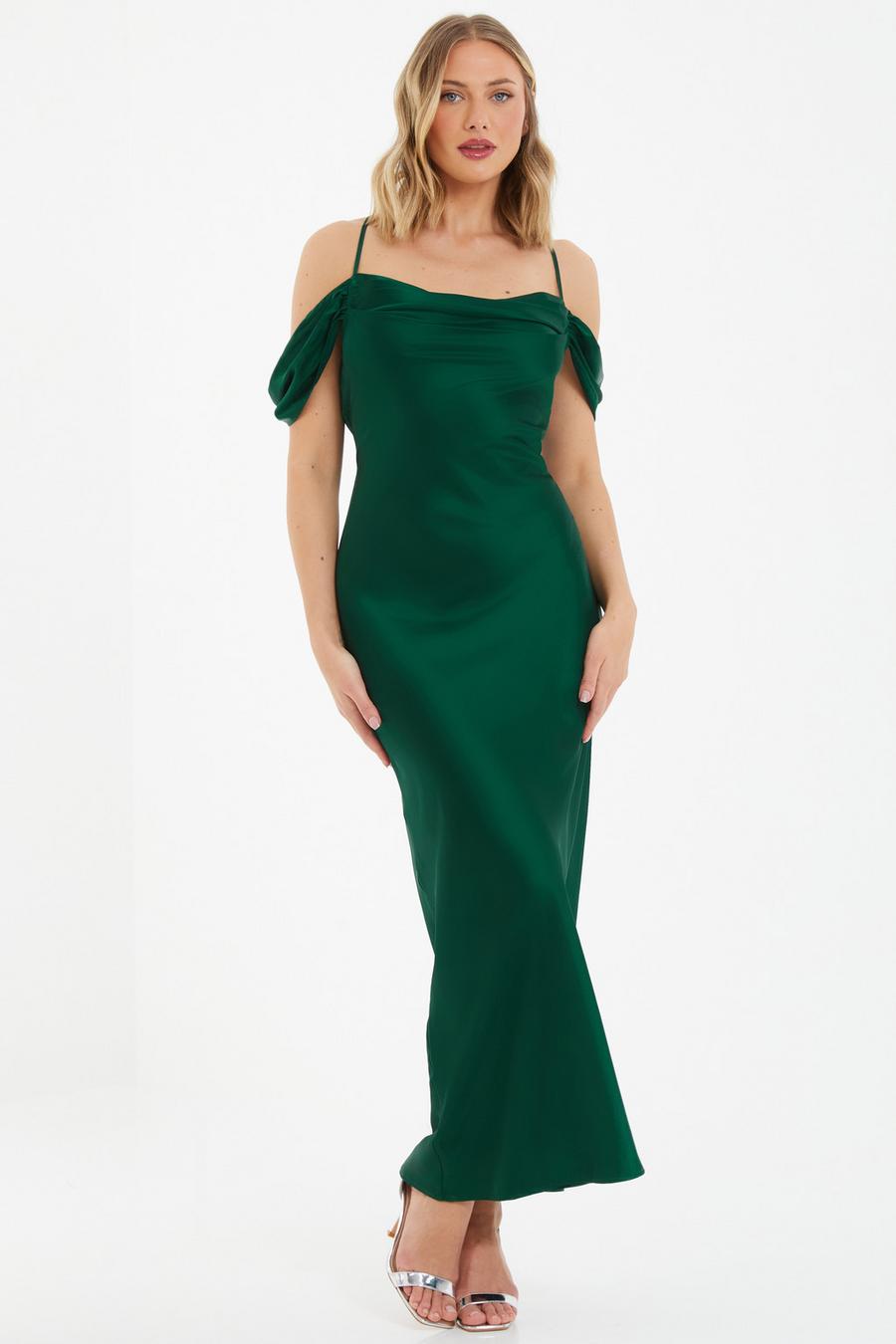 Green cold shoulder hot sale maxi dress