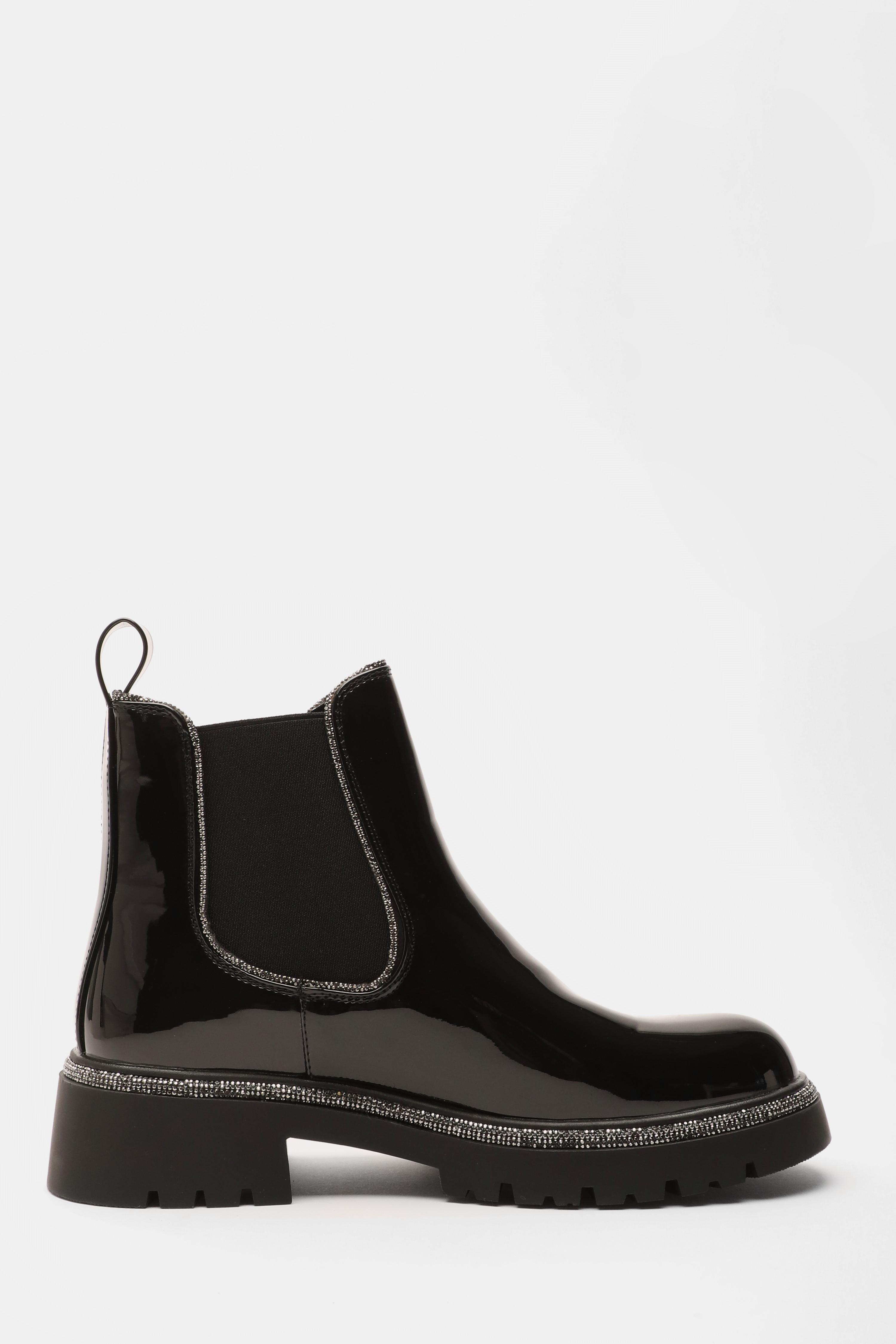 Black Patent Faux Leather Chelsea Boots<!-- --> - <!-- -->QUIZ