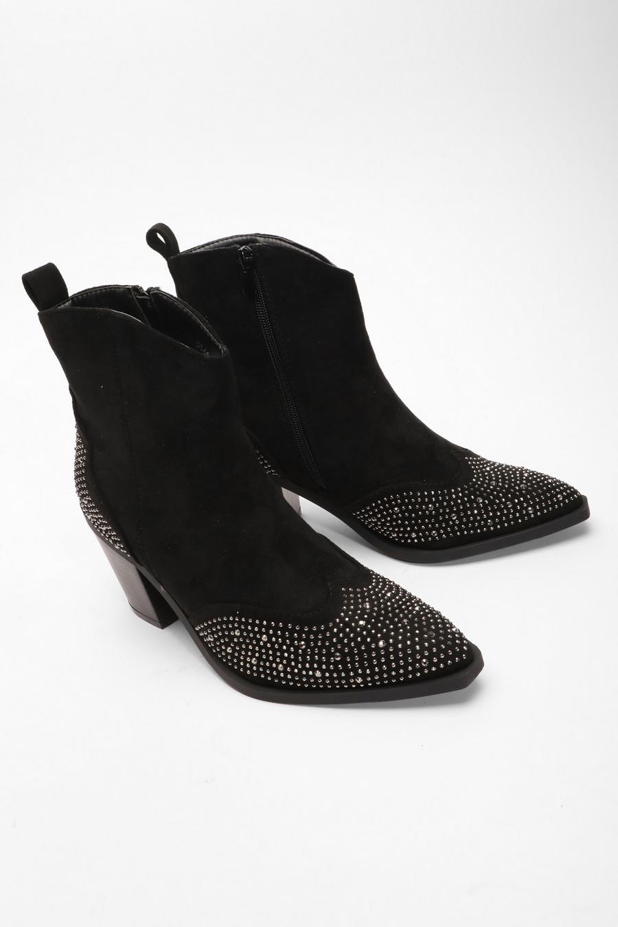 Diamante black hotsell ankle boots