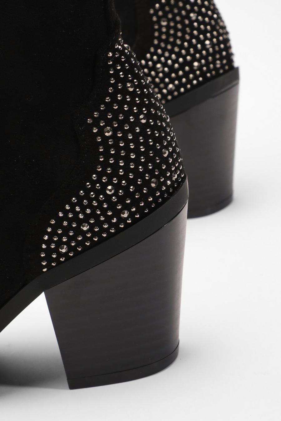 Diamante studded ankle clearance boots