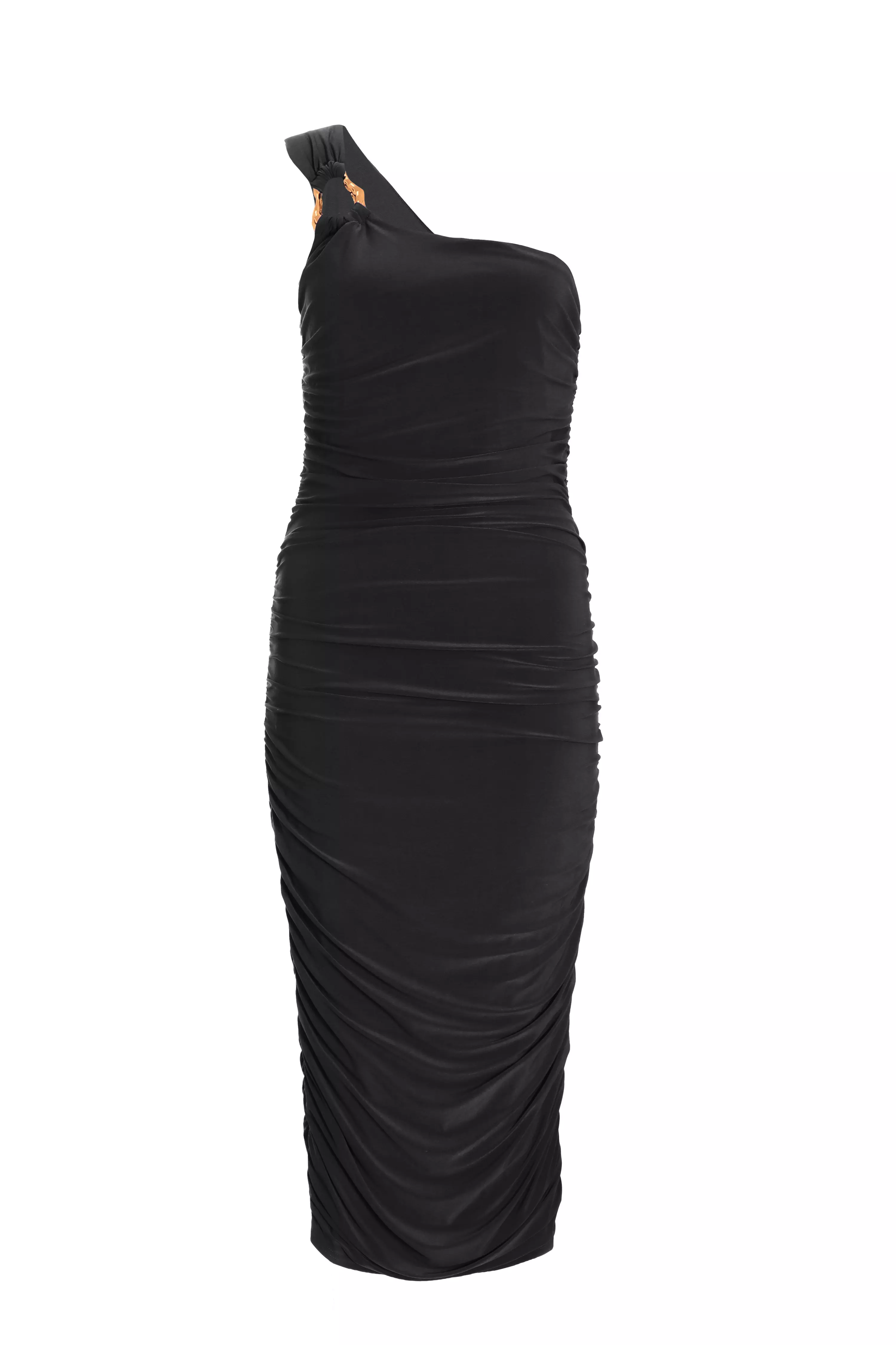 Black One Shoulder Bodycon Midi Dress - QUIZ Clothing