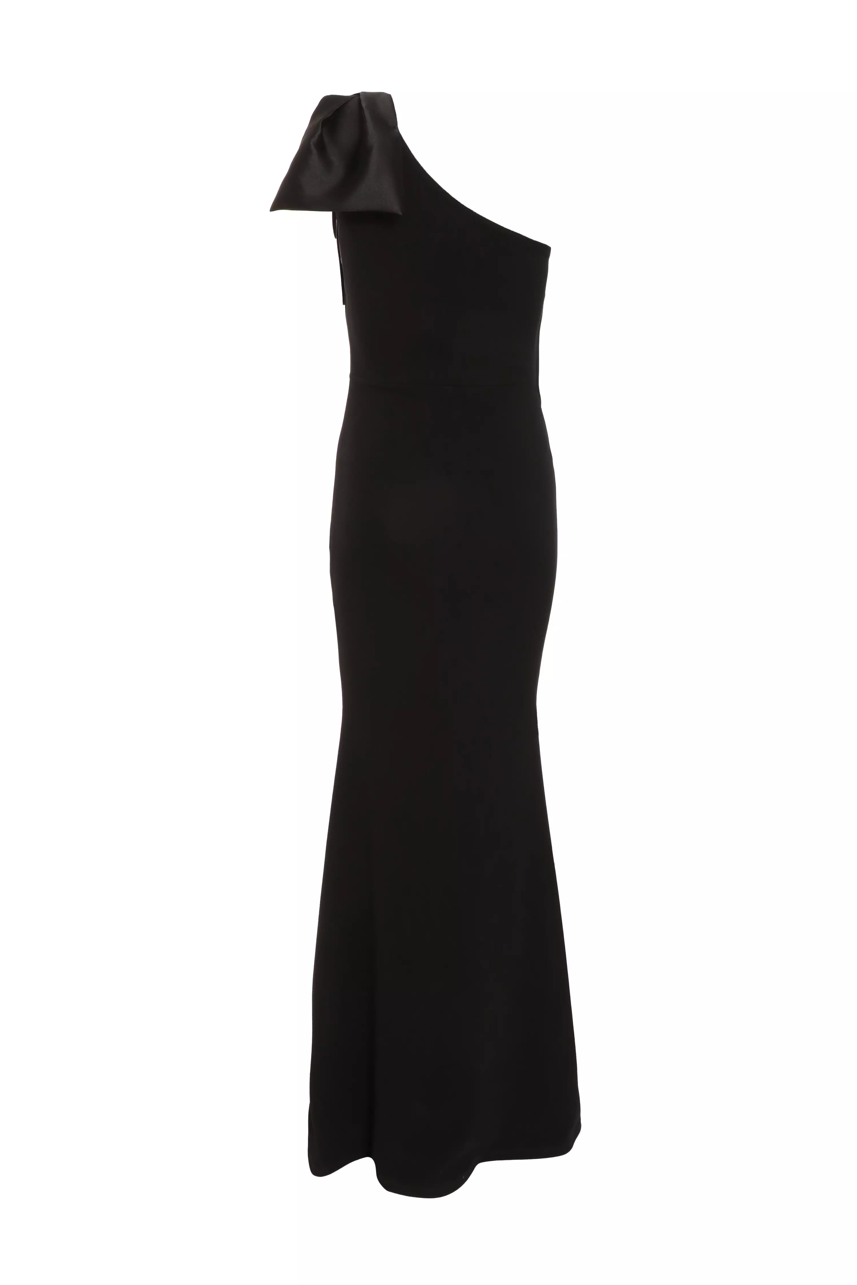 Black One Shoulder Bow Maxi Dress - QUIZ Clothing