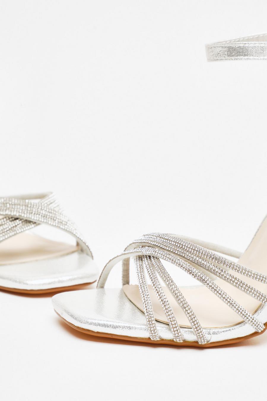 Strappy hot sale silver sandals