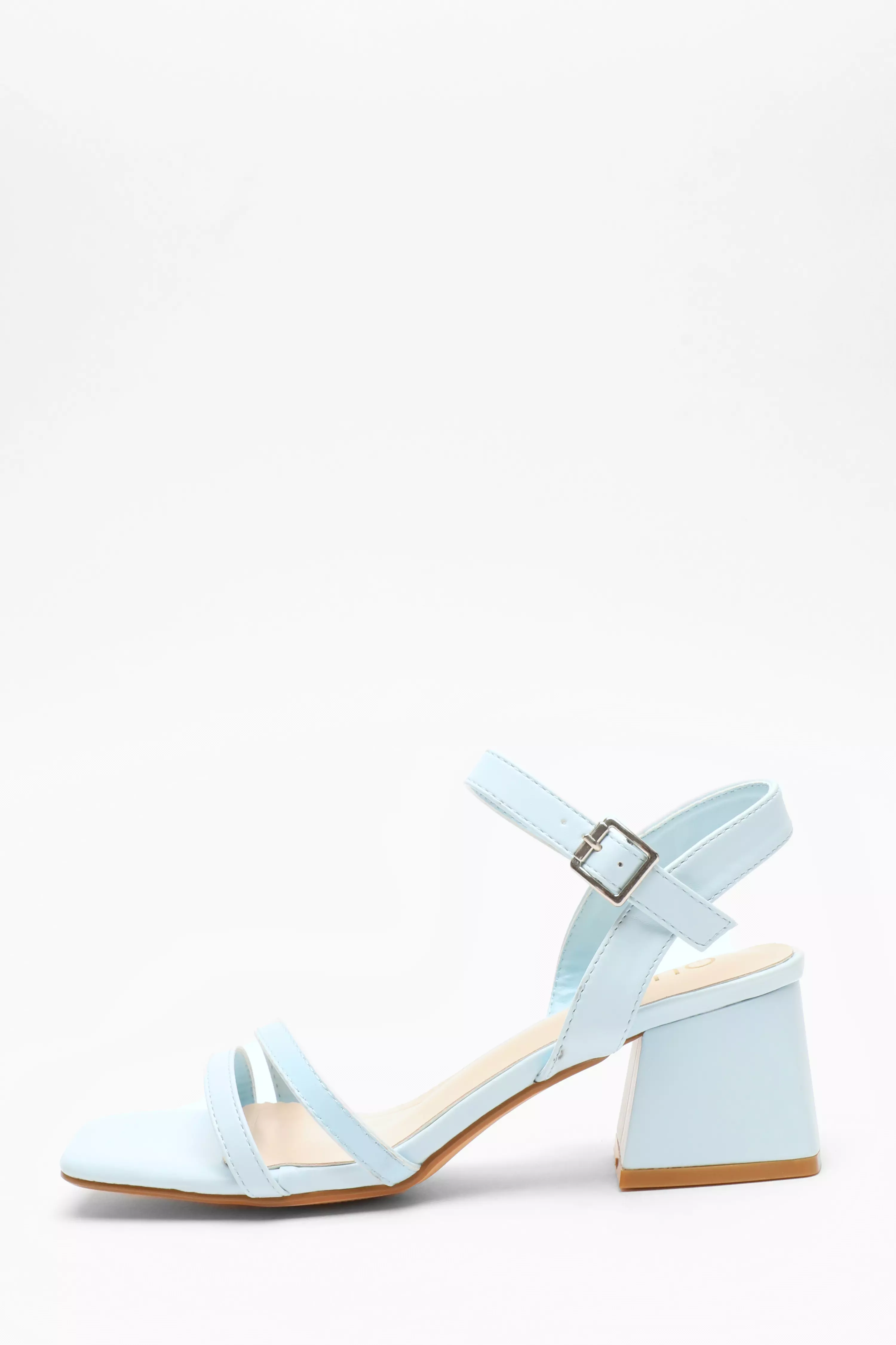 Blue Faux Leather Block Heel Sandal - QUIZ Clothing