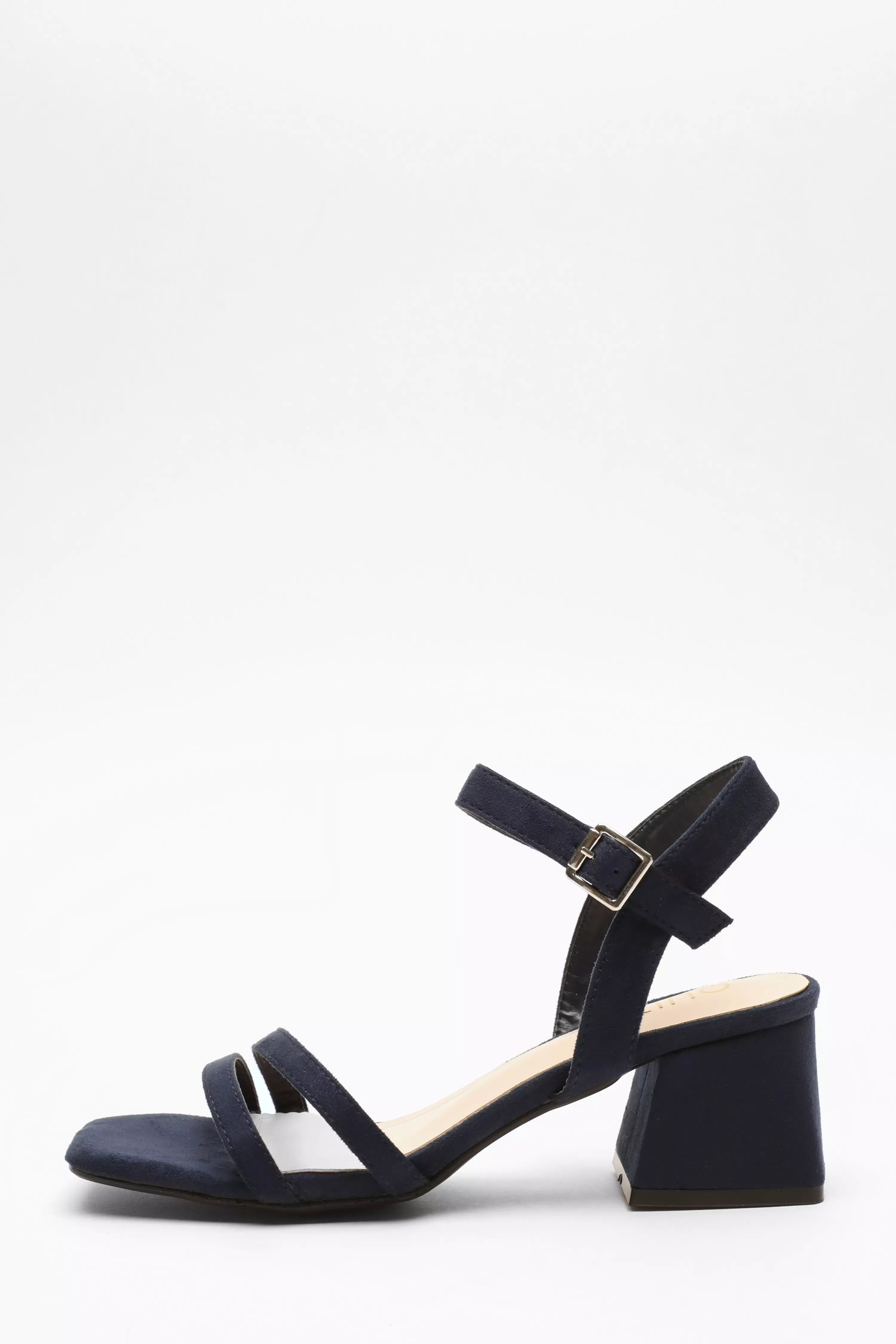 navy low block heel shoes