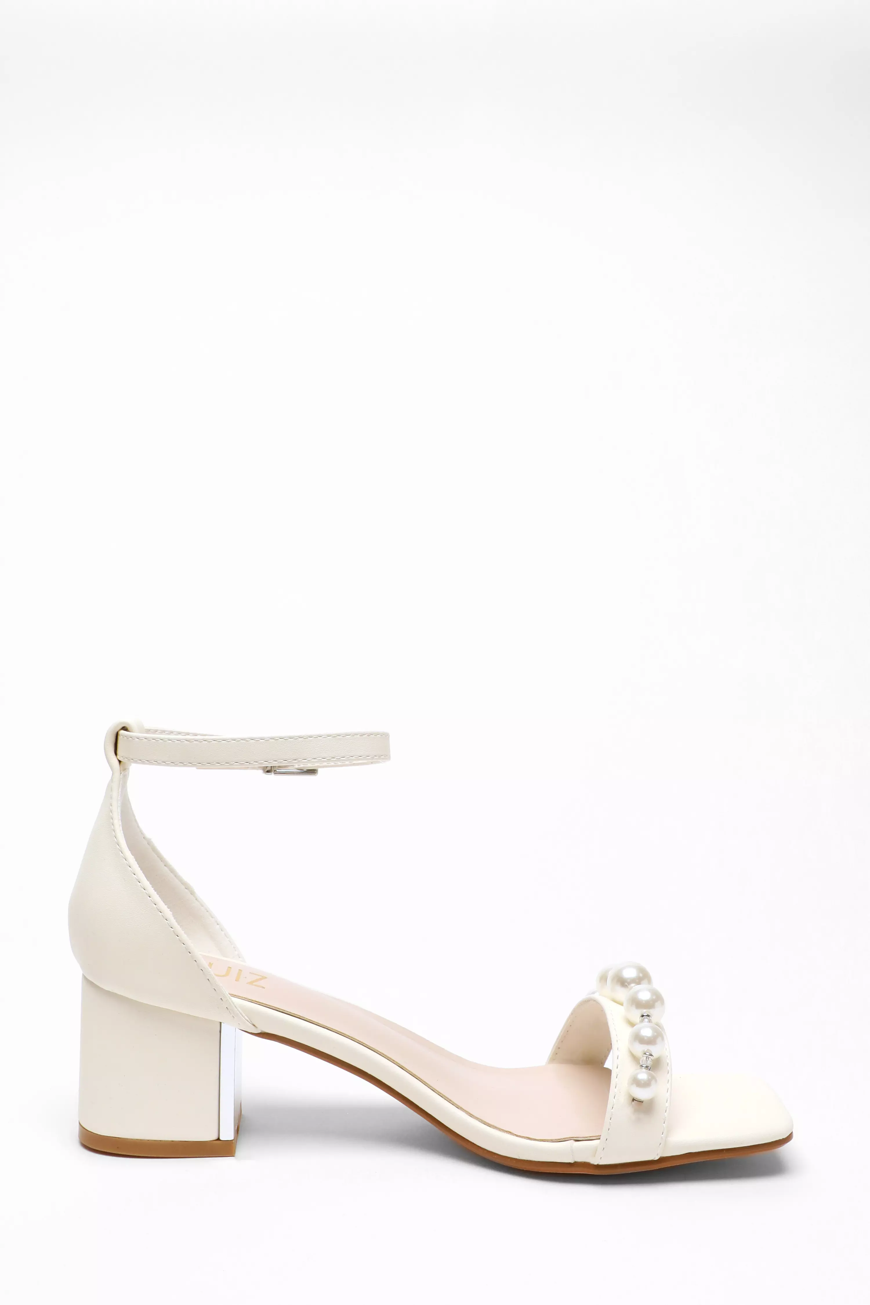 Bridal Pearl Strap Block Heeled Sandals QUIZ Clothing