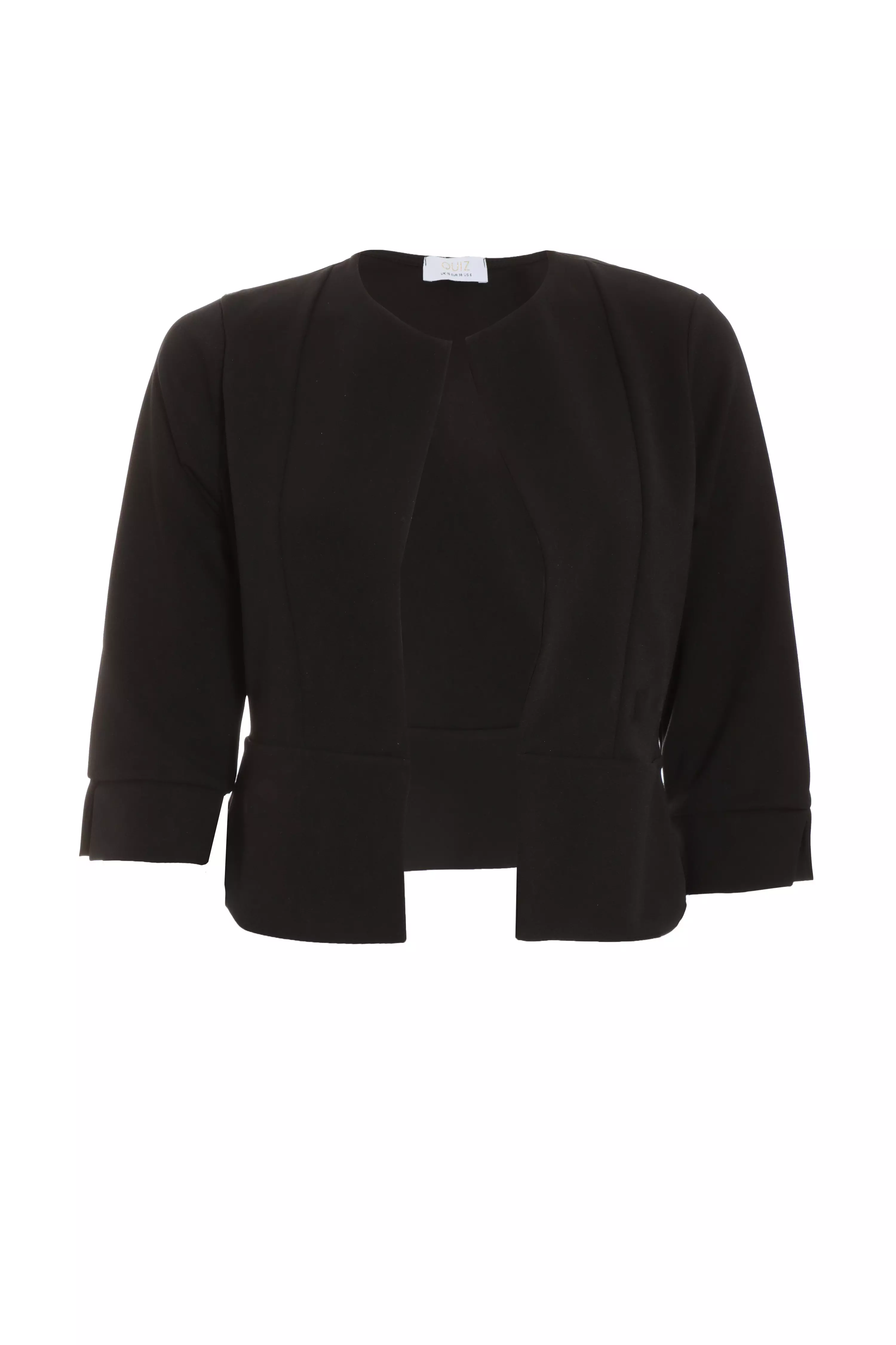 Black Split Sleeve Crop Jacket - QUIZ Clothing
