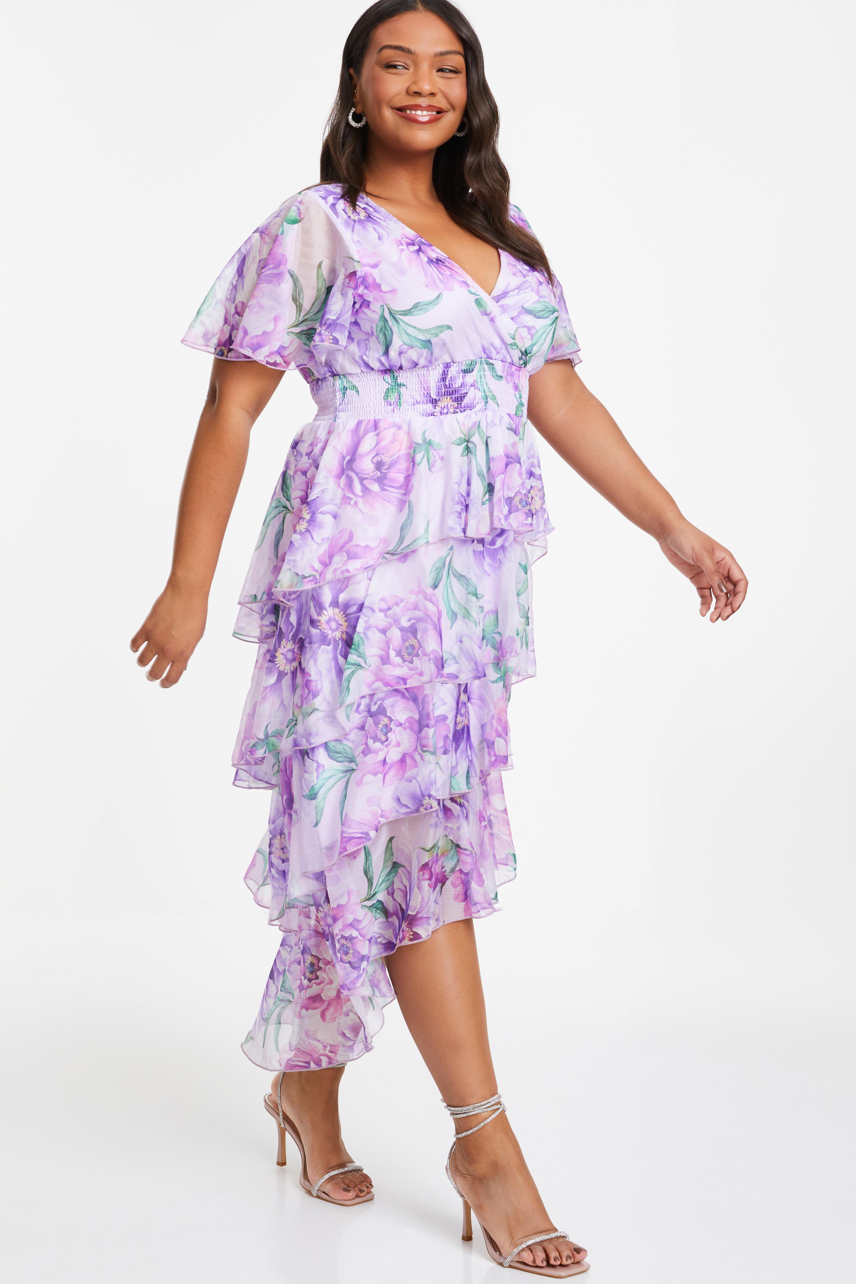 Plus Size Floral Tiered Maxi Dress