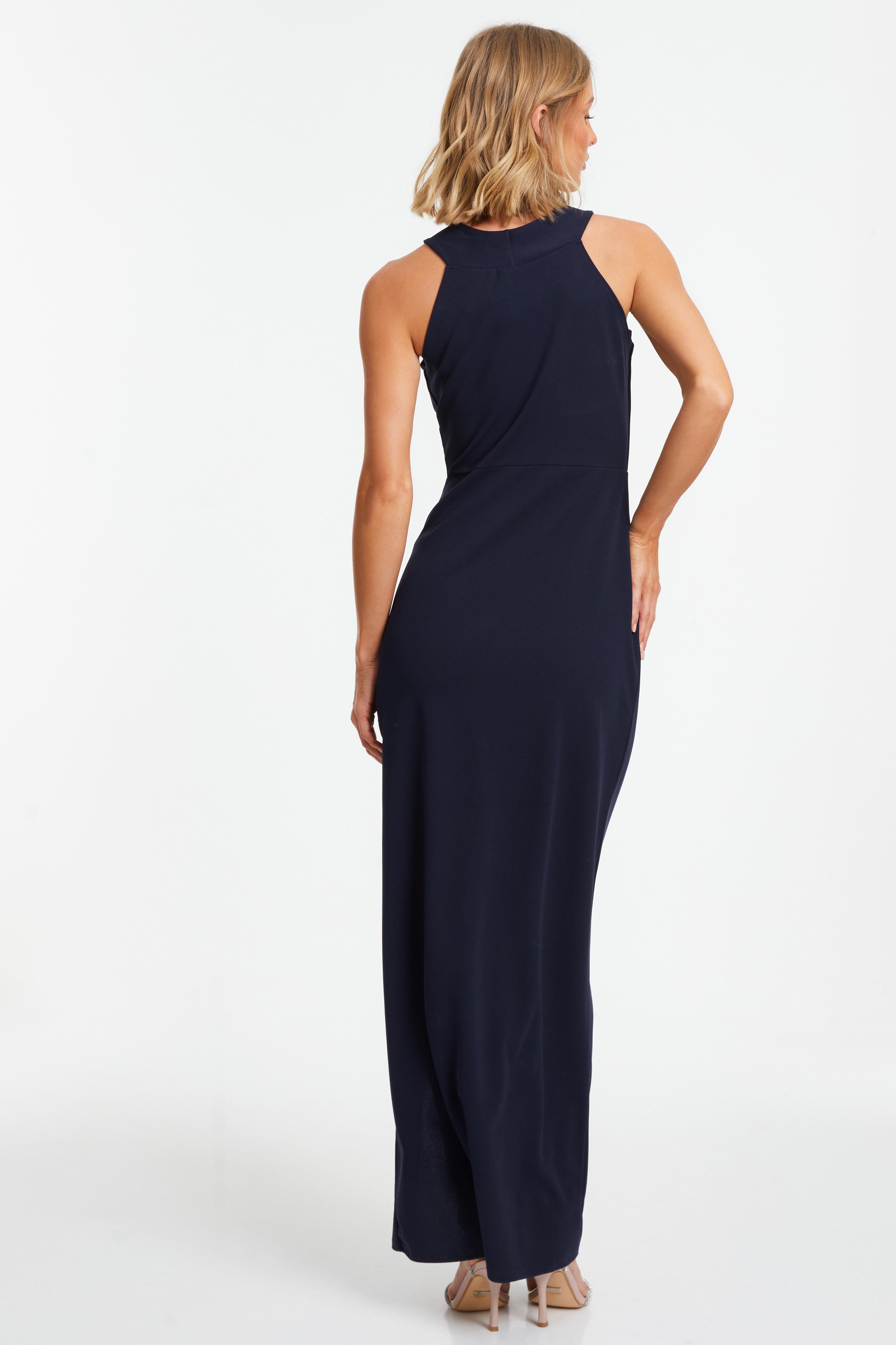 Long navy halter on sale dress