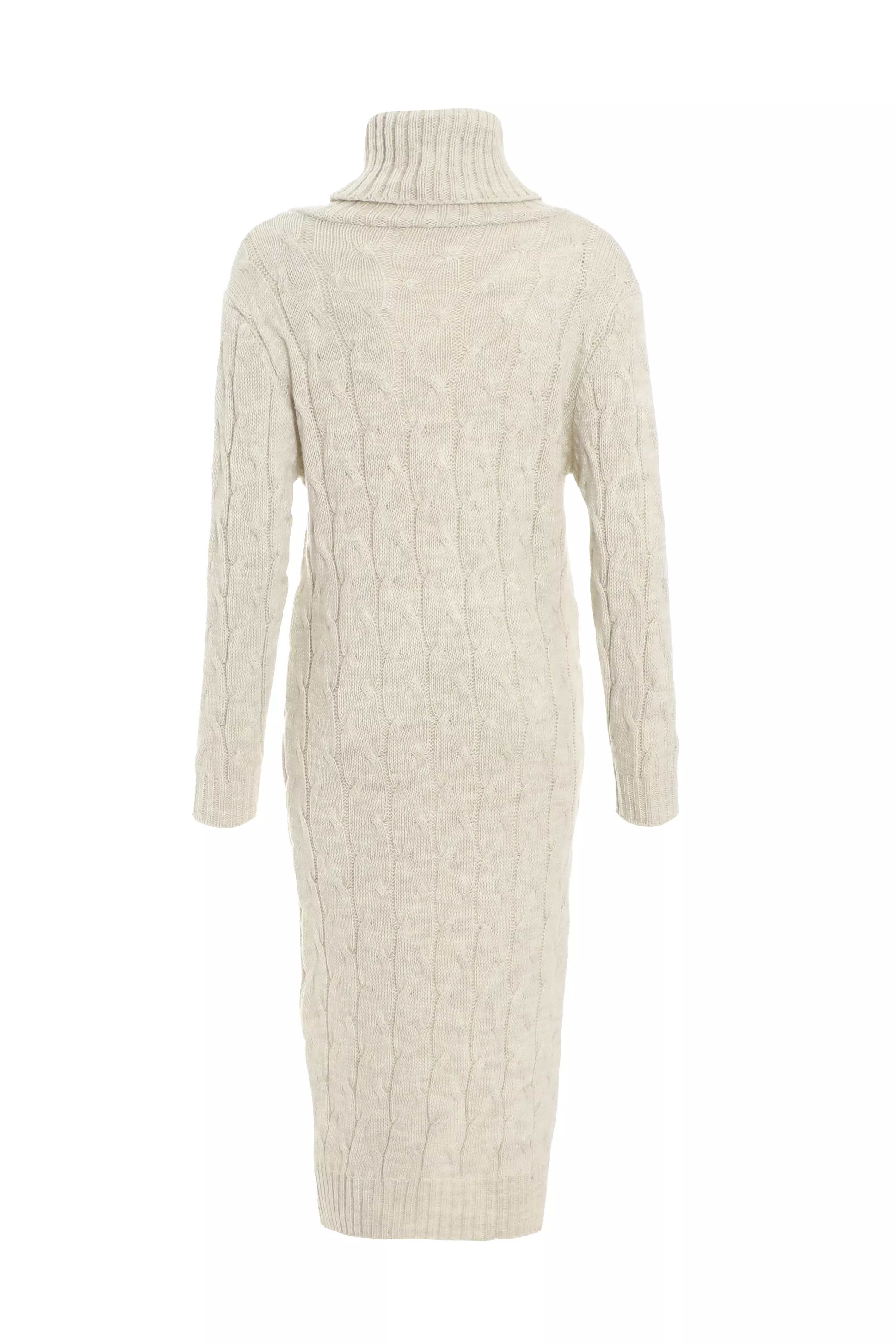 Stone Cable Knit Midi Jumper Dress QUIZ Clothing