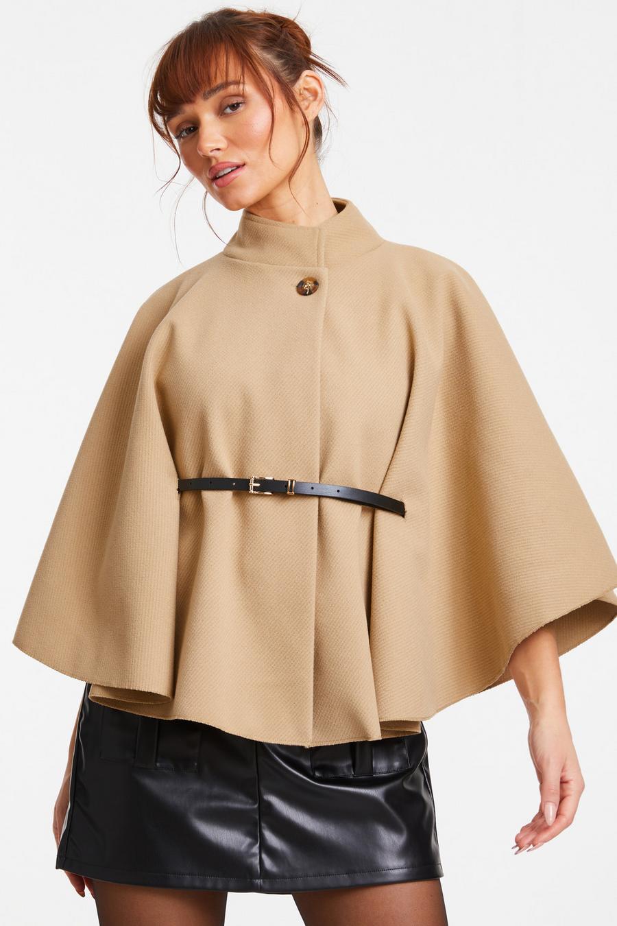 Belted hot sale cape coat