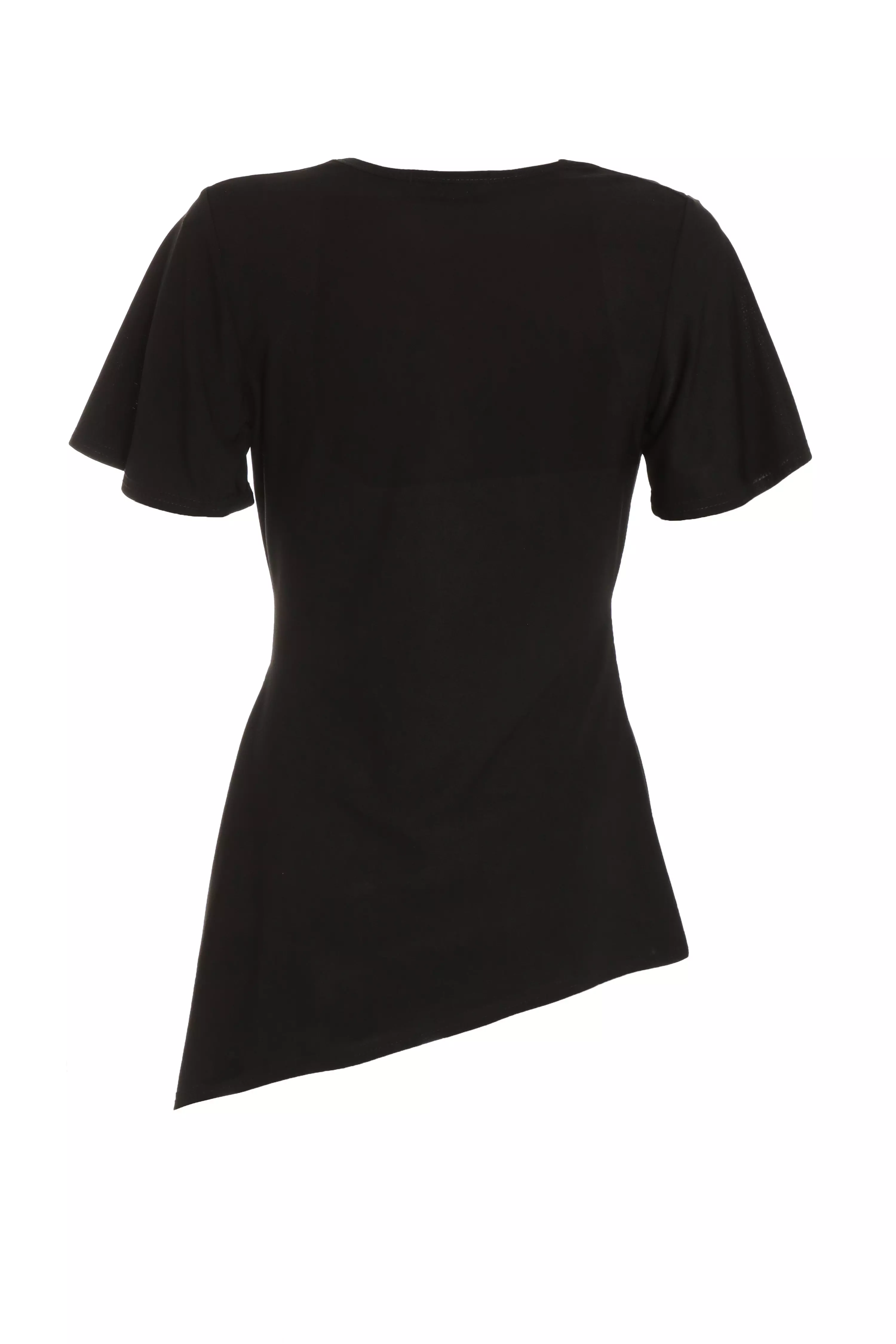 Black Buckle Asymmetric Top - QUIZ Clothing