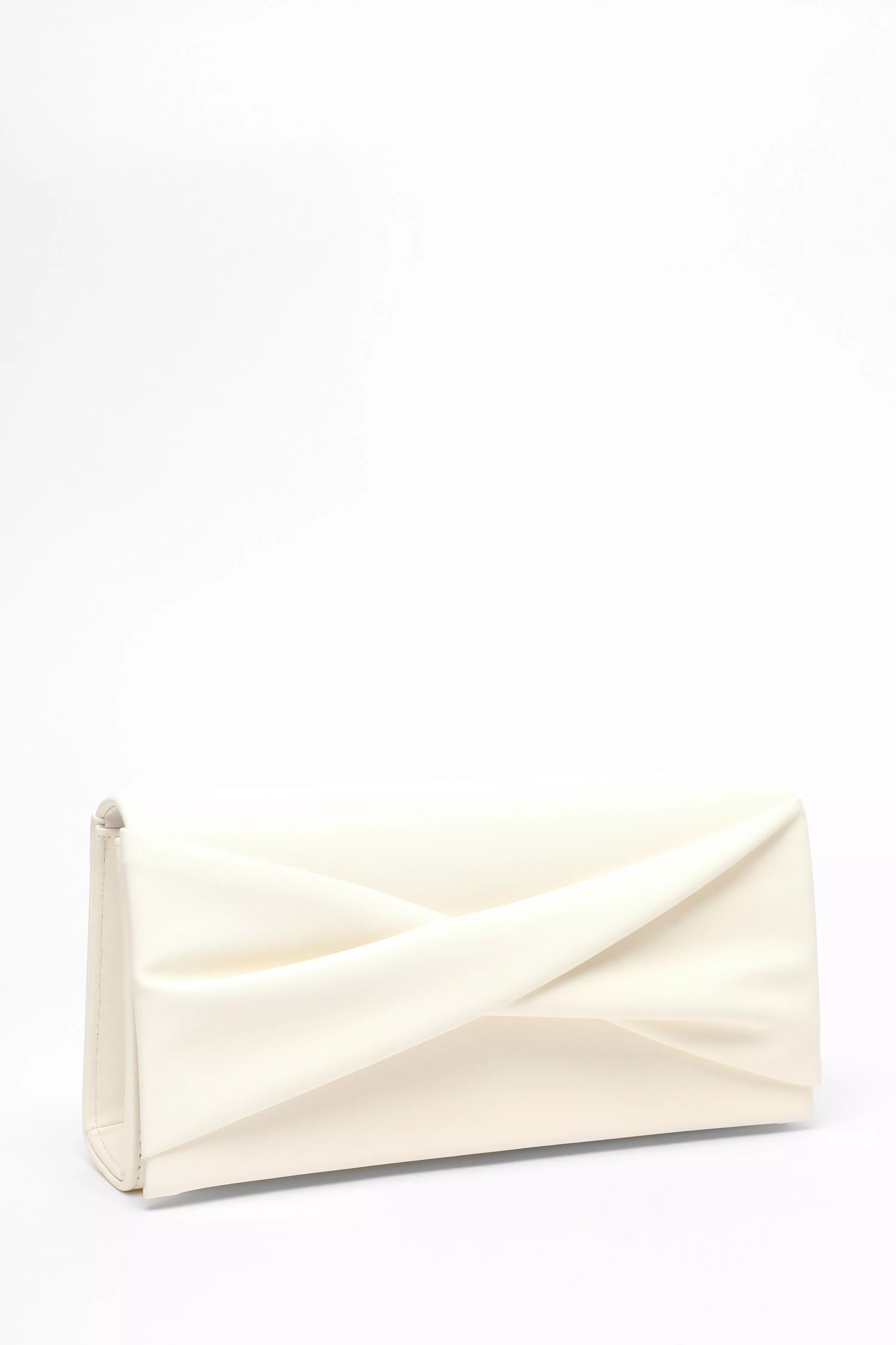 Cream Faux Leather Twist Clutch Bag QUIZ Clothing