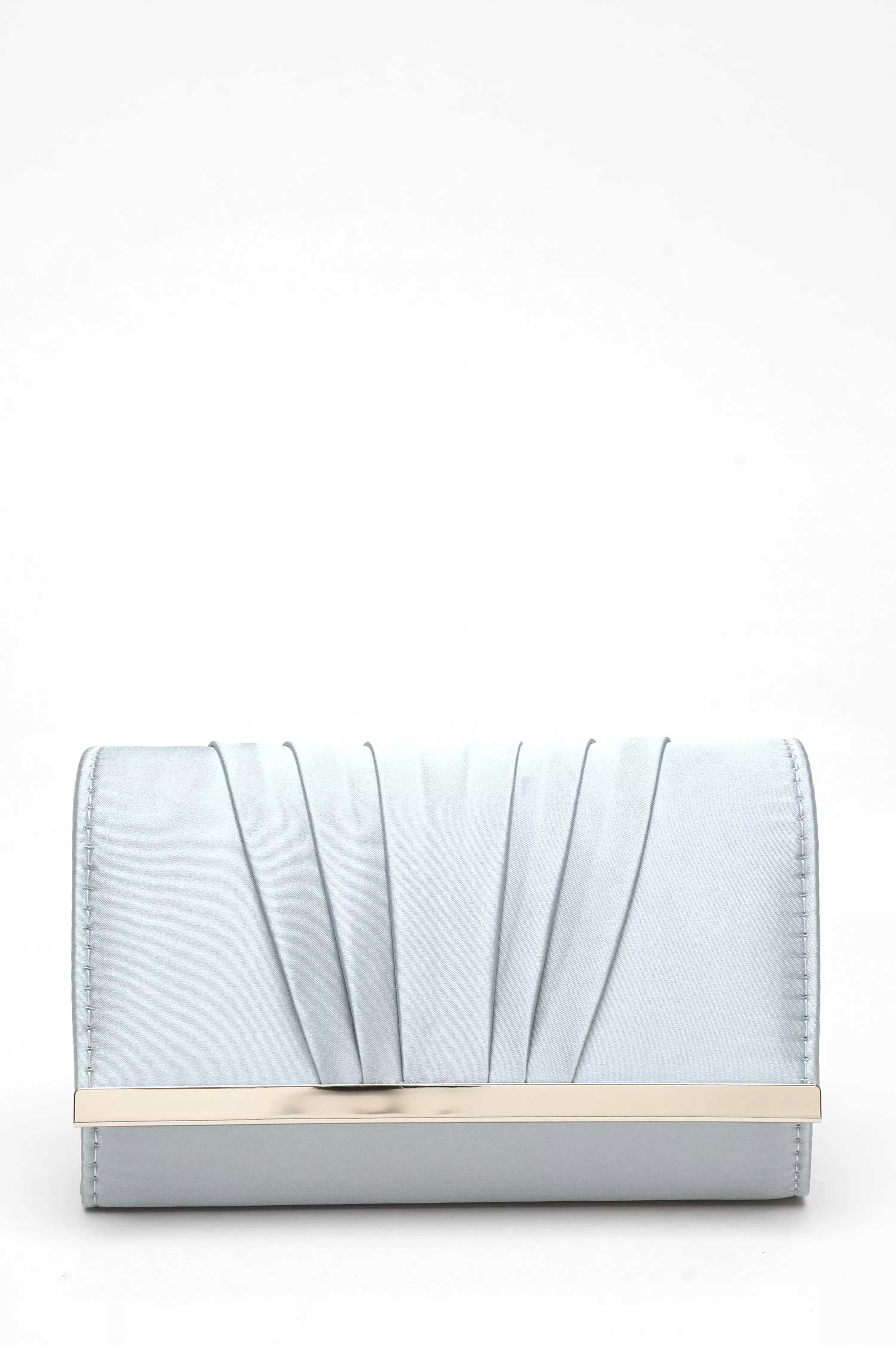 Light Blue Satin Pleated Clutch Bag QUIZ Clothing
